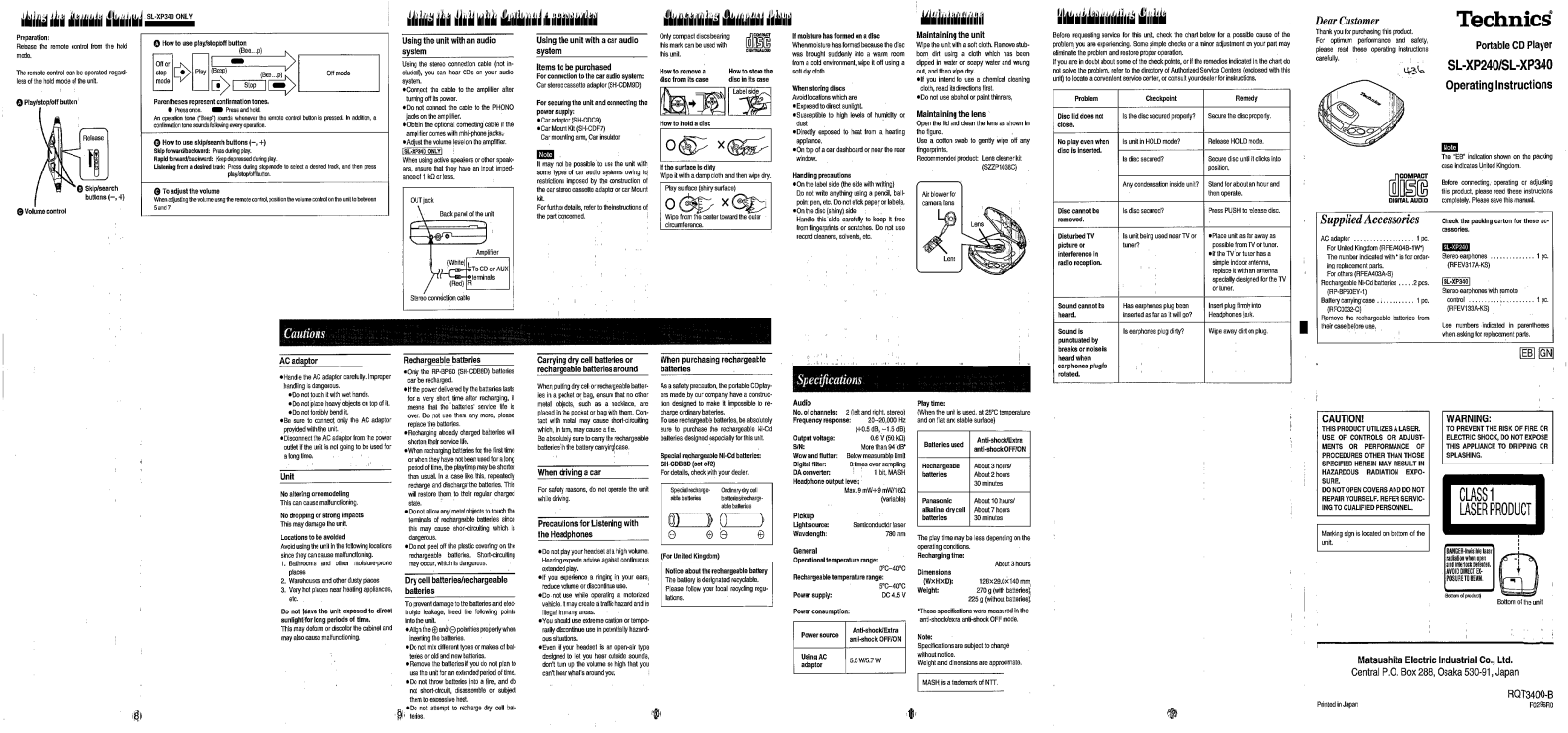 Panasonic SL-XP340, SL-XP240 User Manual