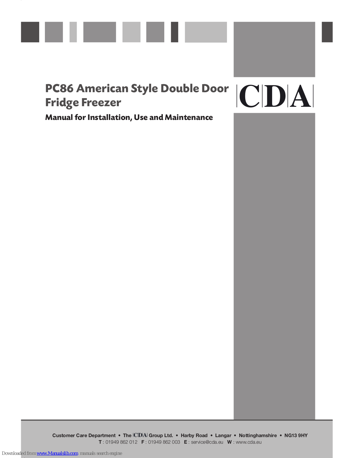 CDA PC86 Manual For Installation, Use And Maintenance