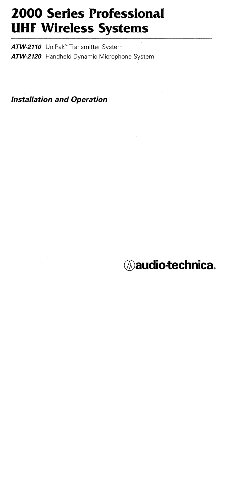 Audio Technica T220D, T210D Users manual