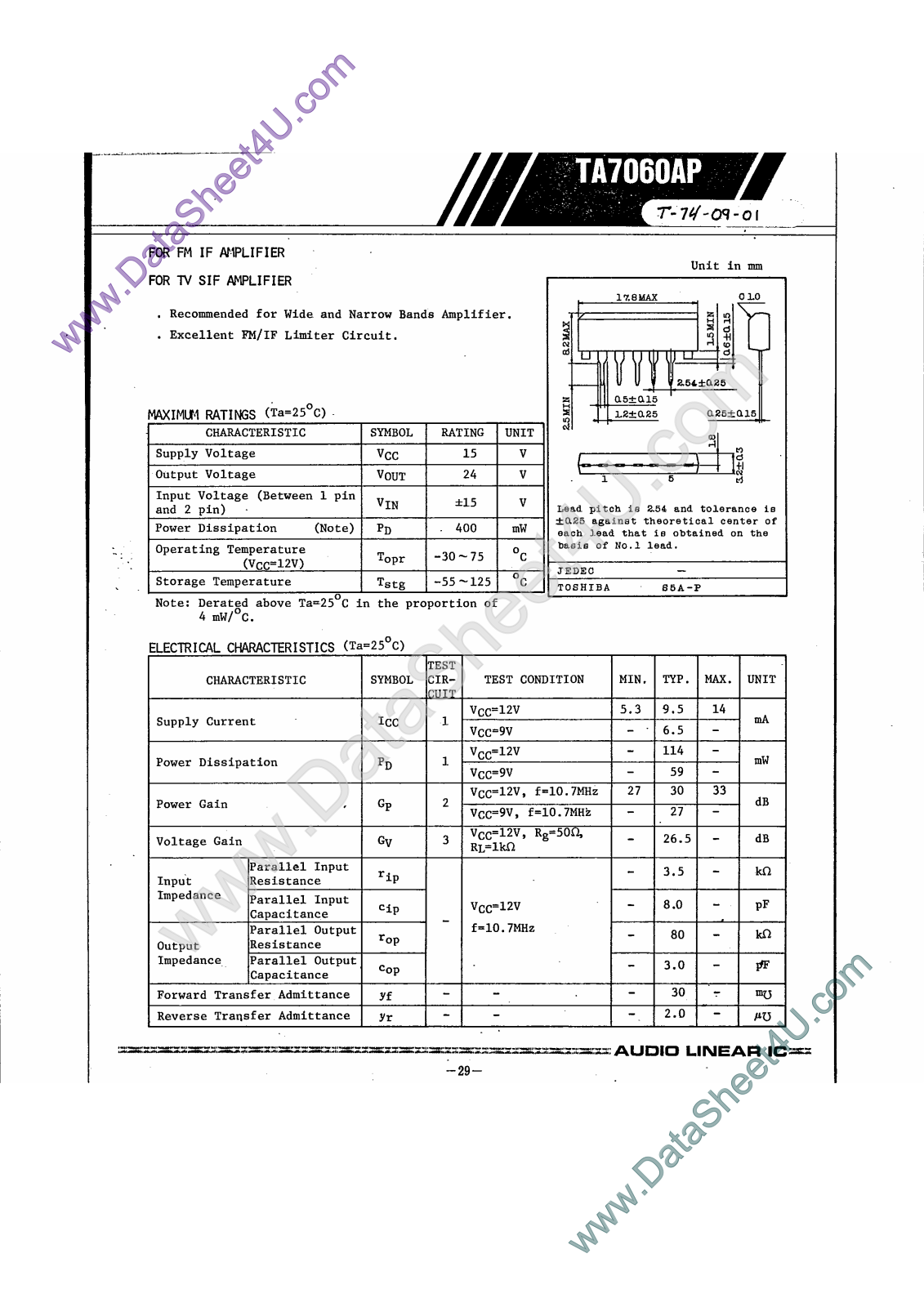 Audio Liner TA7060AP Service Manual