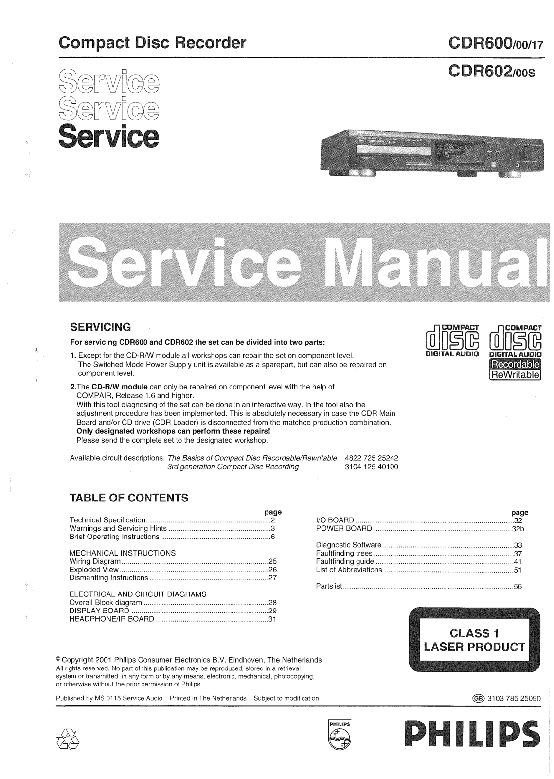 Philips CDR-600, CDR-602 Service manual