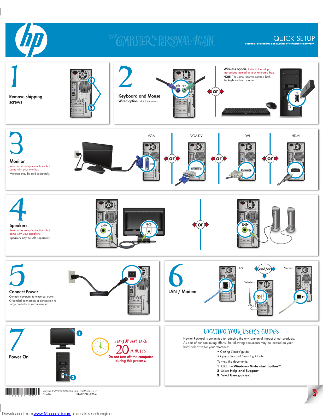 HP Pavilion Elite d5200 Setup Poster - ManualMachine.com