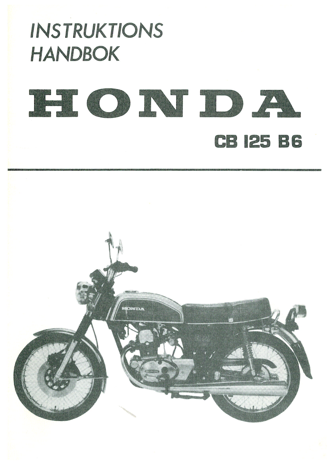 Honda CB I25 B6 User Manual