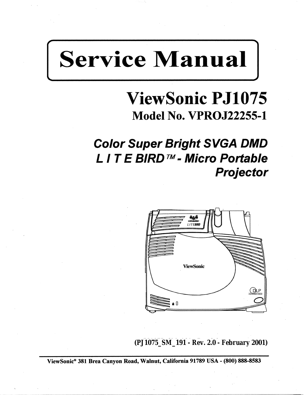 Viewsonic PJ1075 Service Manual 1b