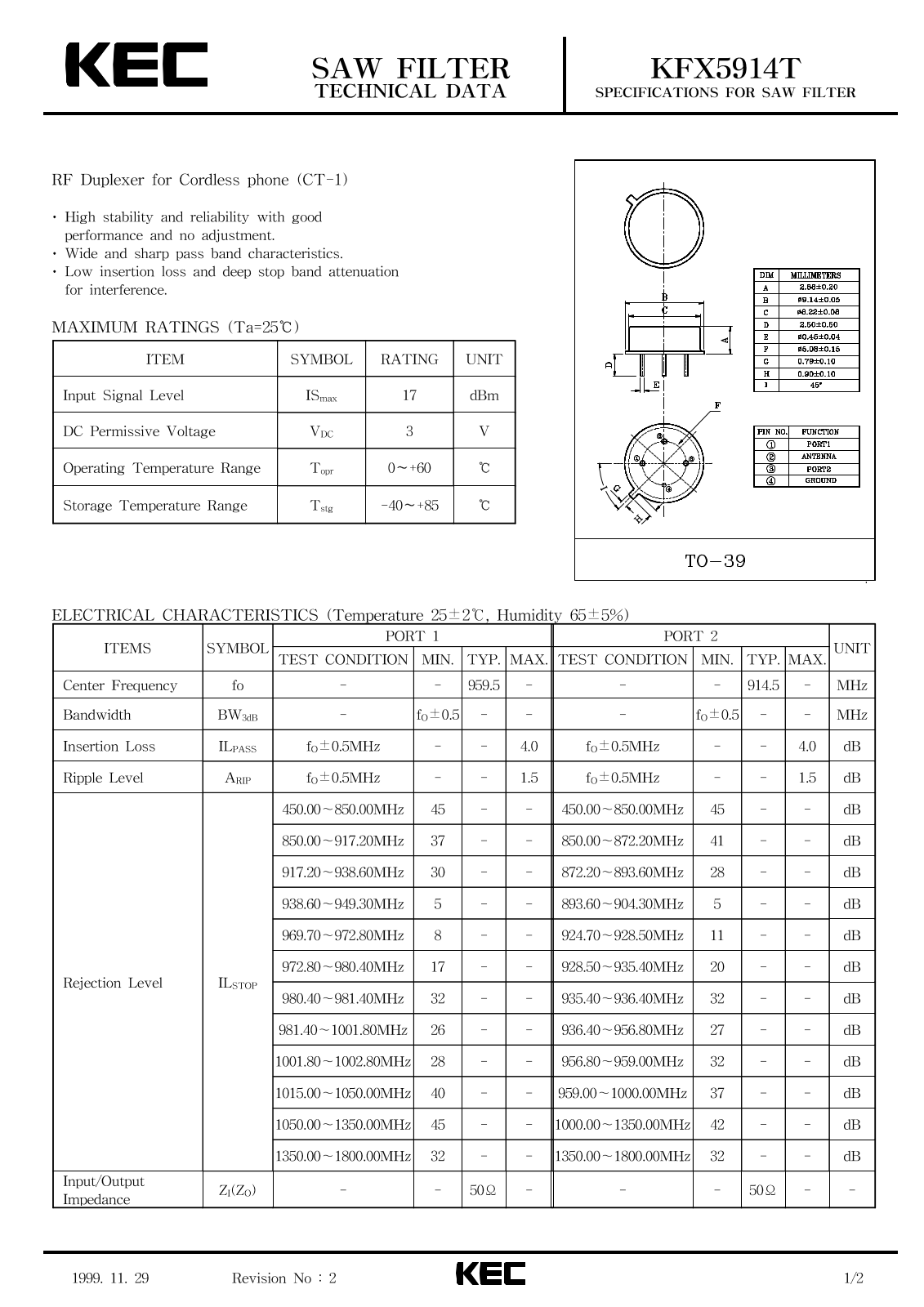 KEC KFX5914T Datasheet