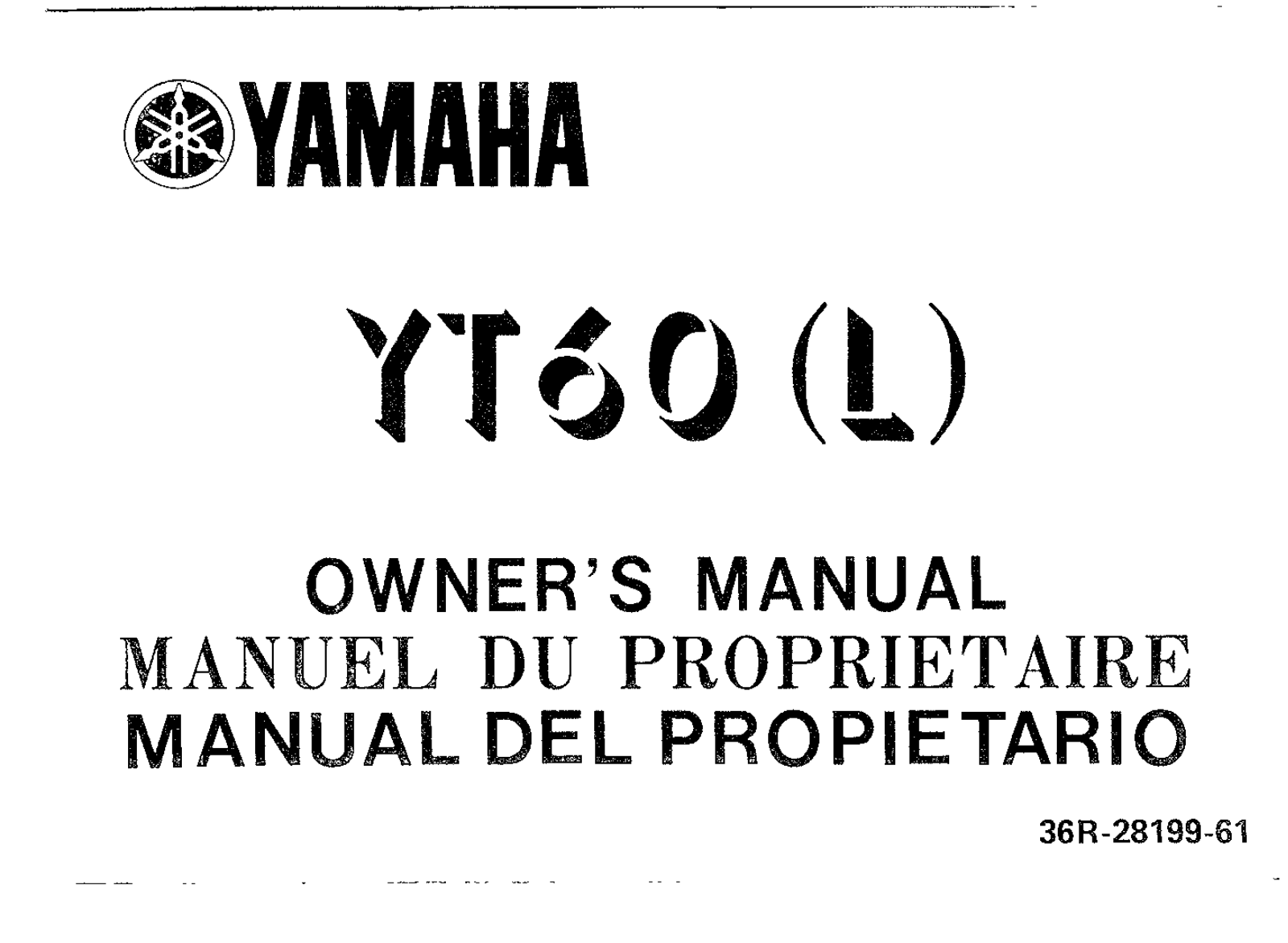 Yamaha YT60 L 1984 Owner's manual