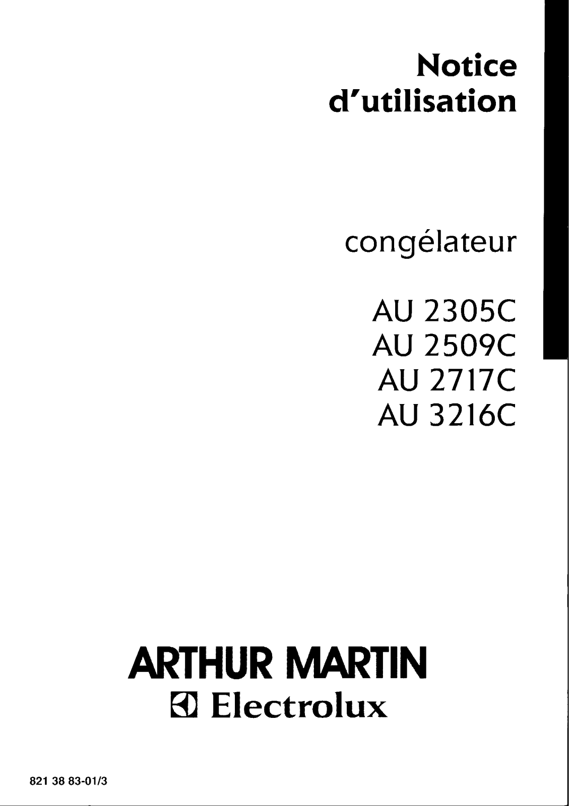 Arthur martin AU2305C, AU2509C, AU2717C, AU3216C User Manual