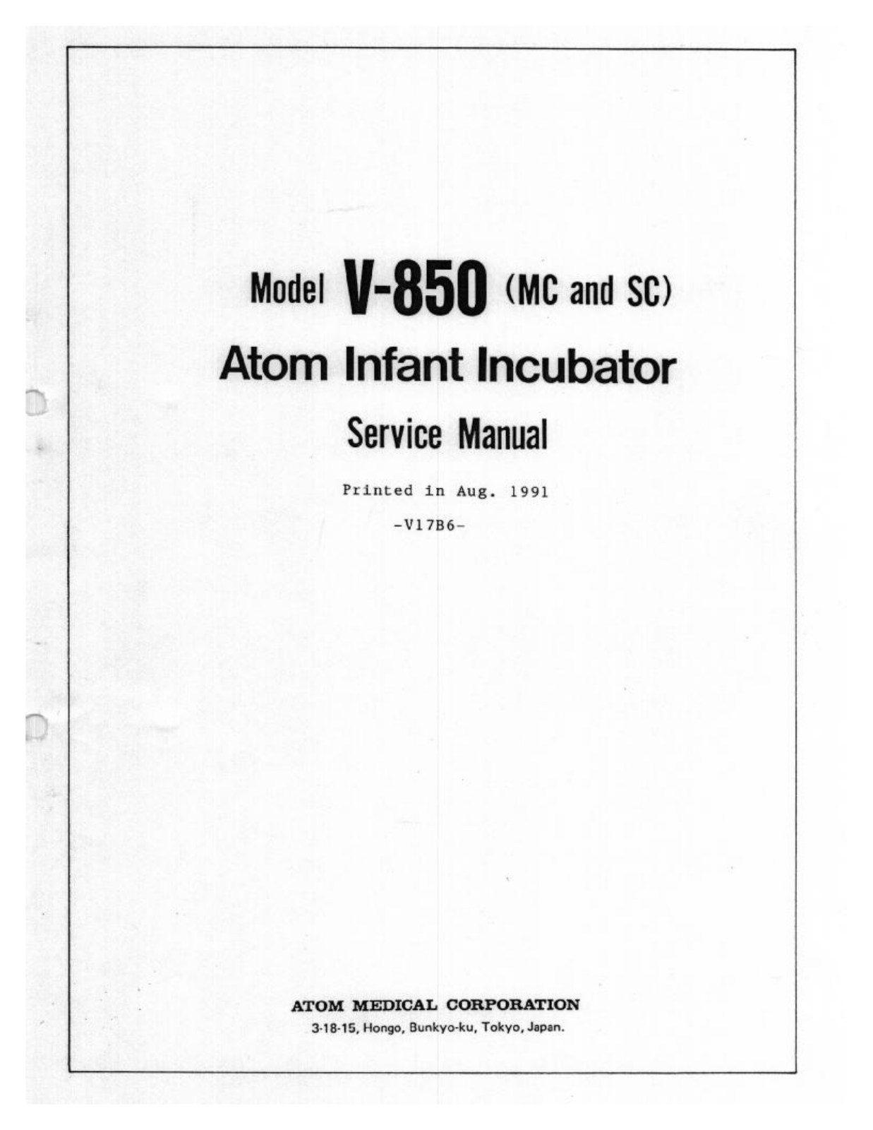 Atom V-850 Service manual