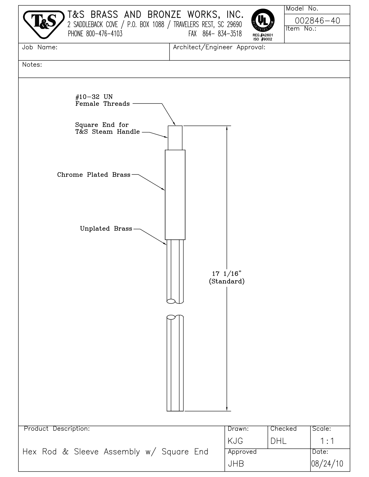 T&S Brass 002846-40 User Manual