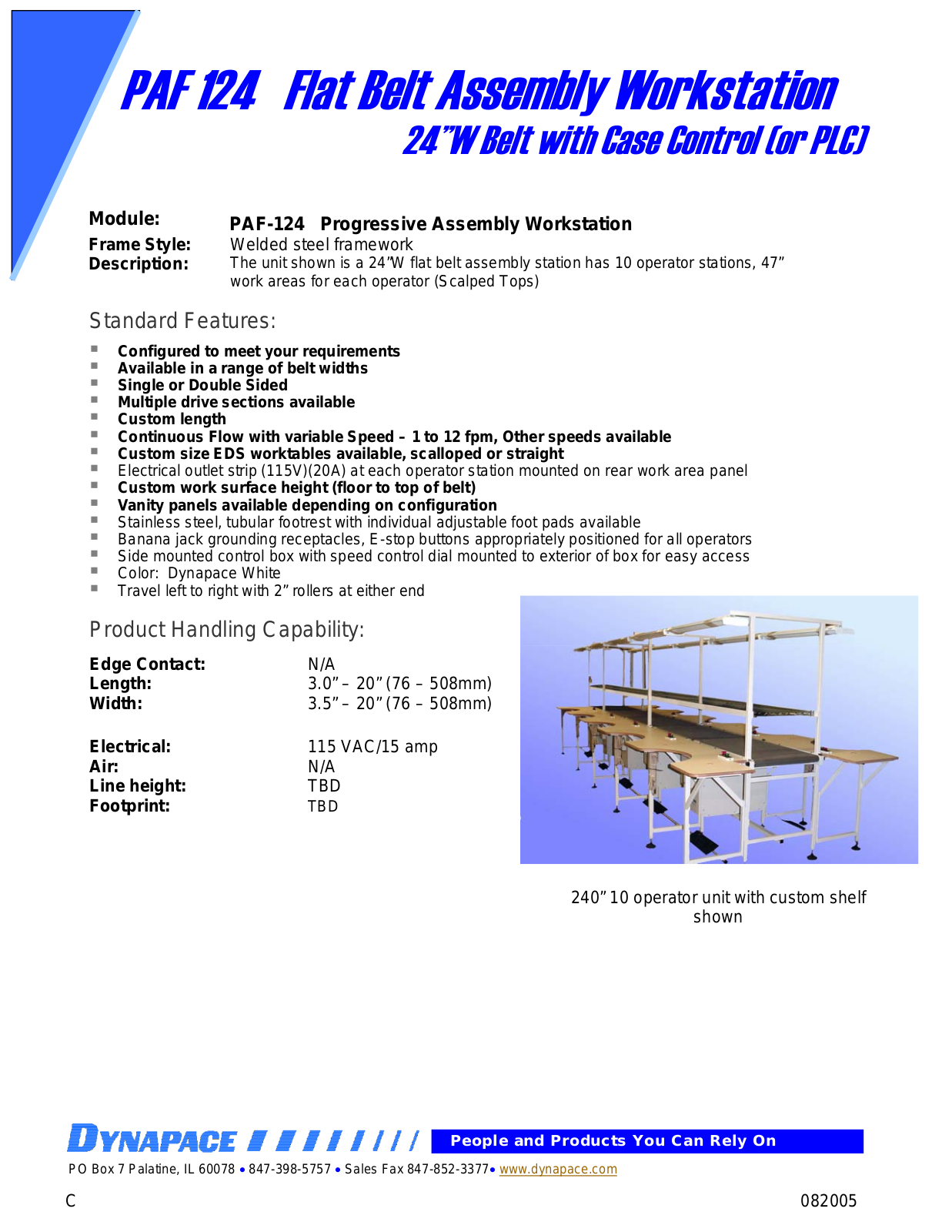 DYNAPACE Progressive Assembly Workstation User Manual