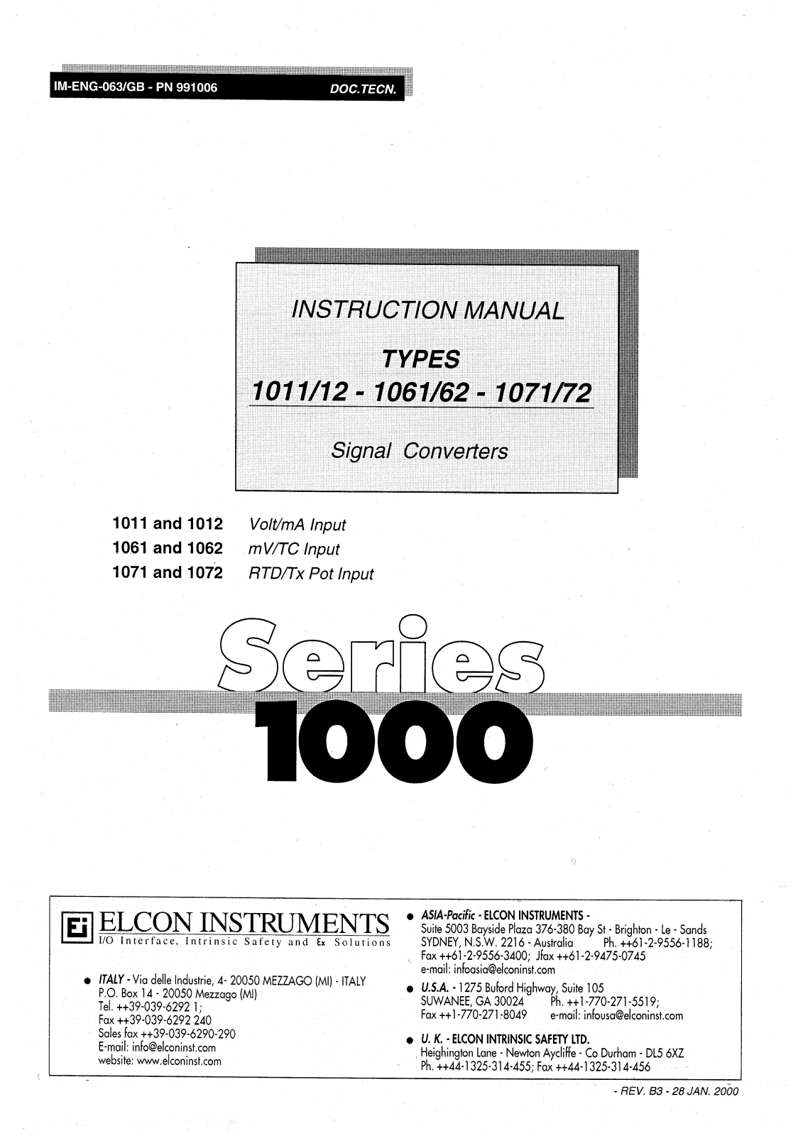 Bloomfield 1072 Installation  Manual