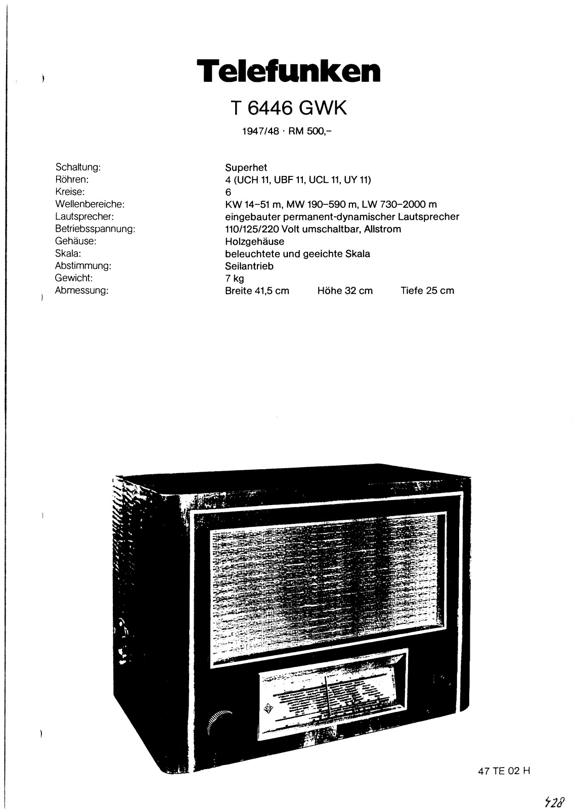 Telefunken 6446-GWK Schematic