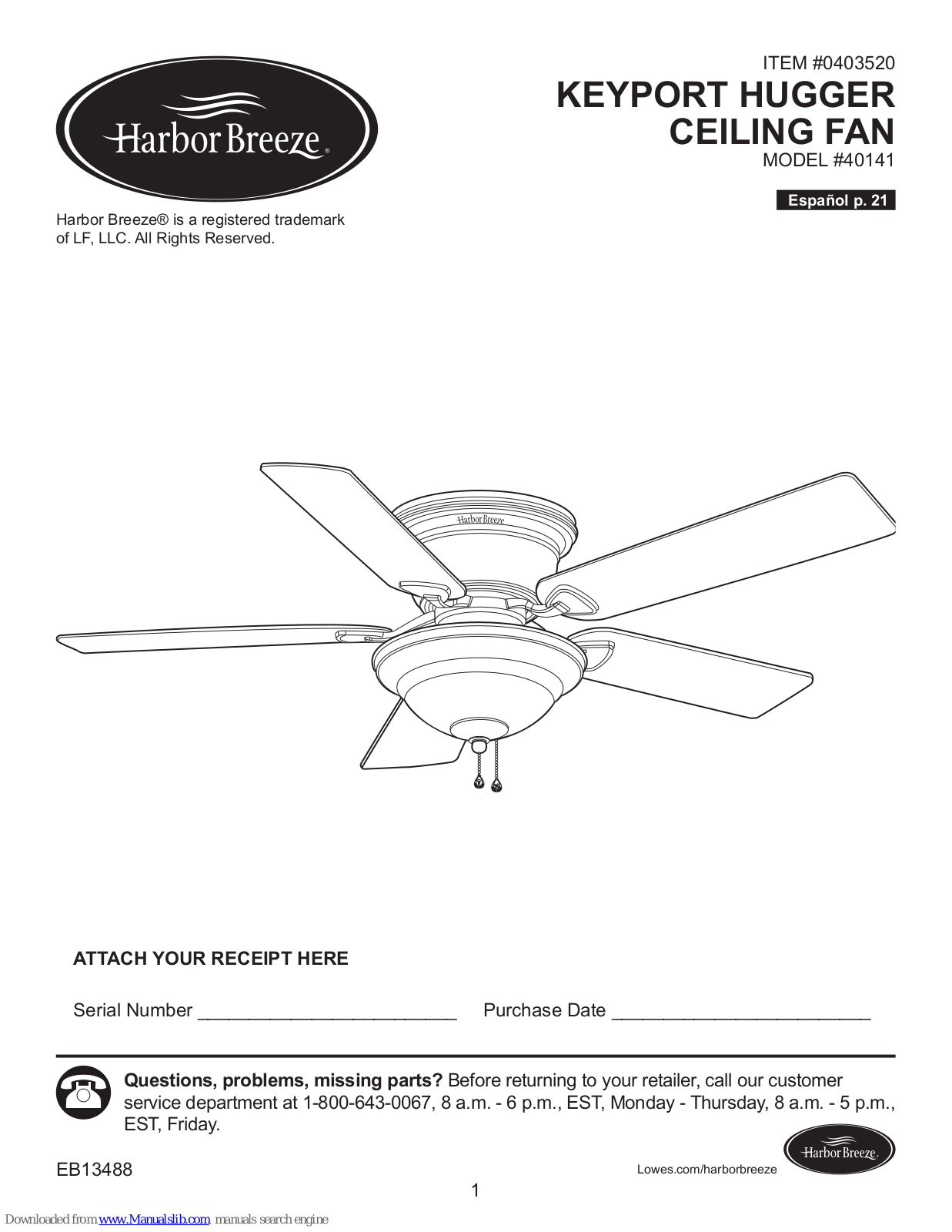 Harbor Breeze 40141 Installation Manual