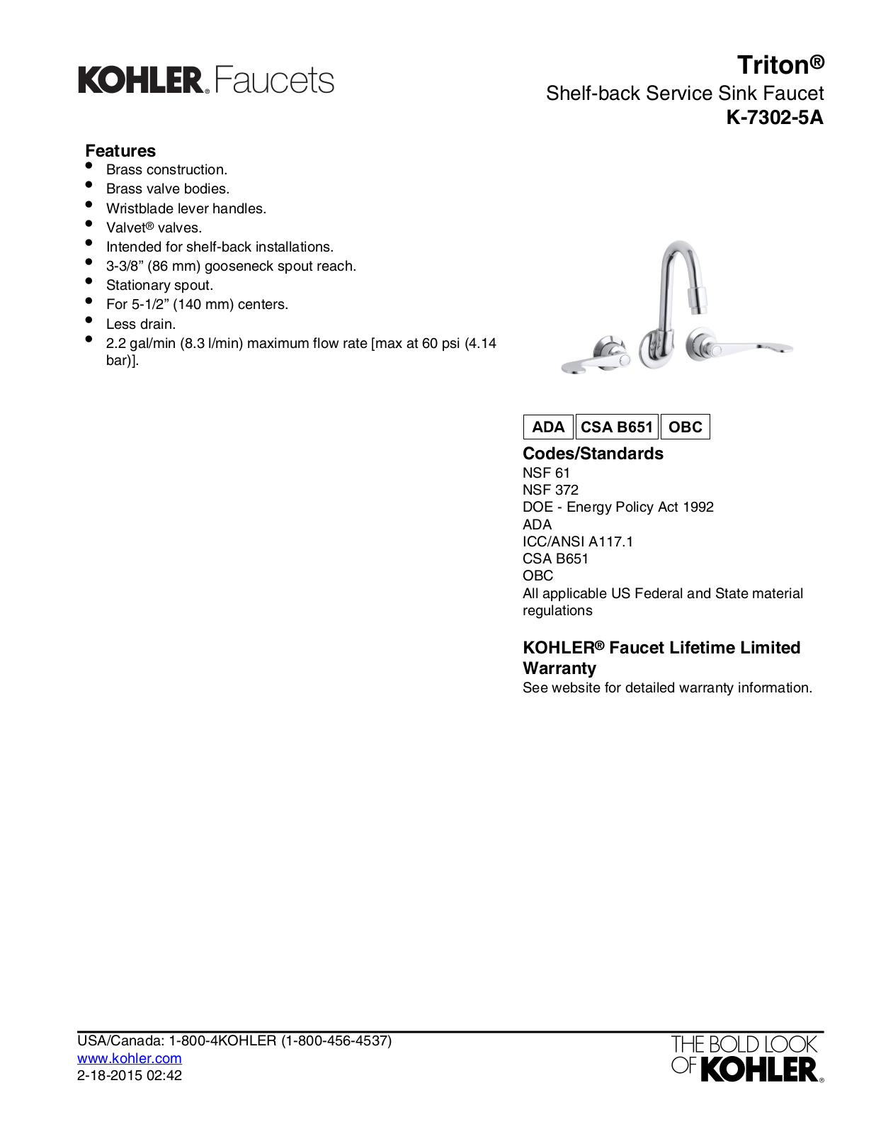 Kohler KOH6891 Specifications - ManualMachine.com
