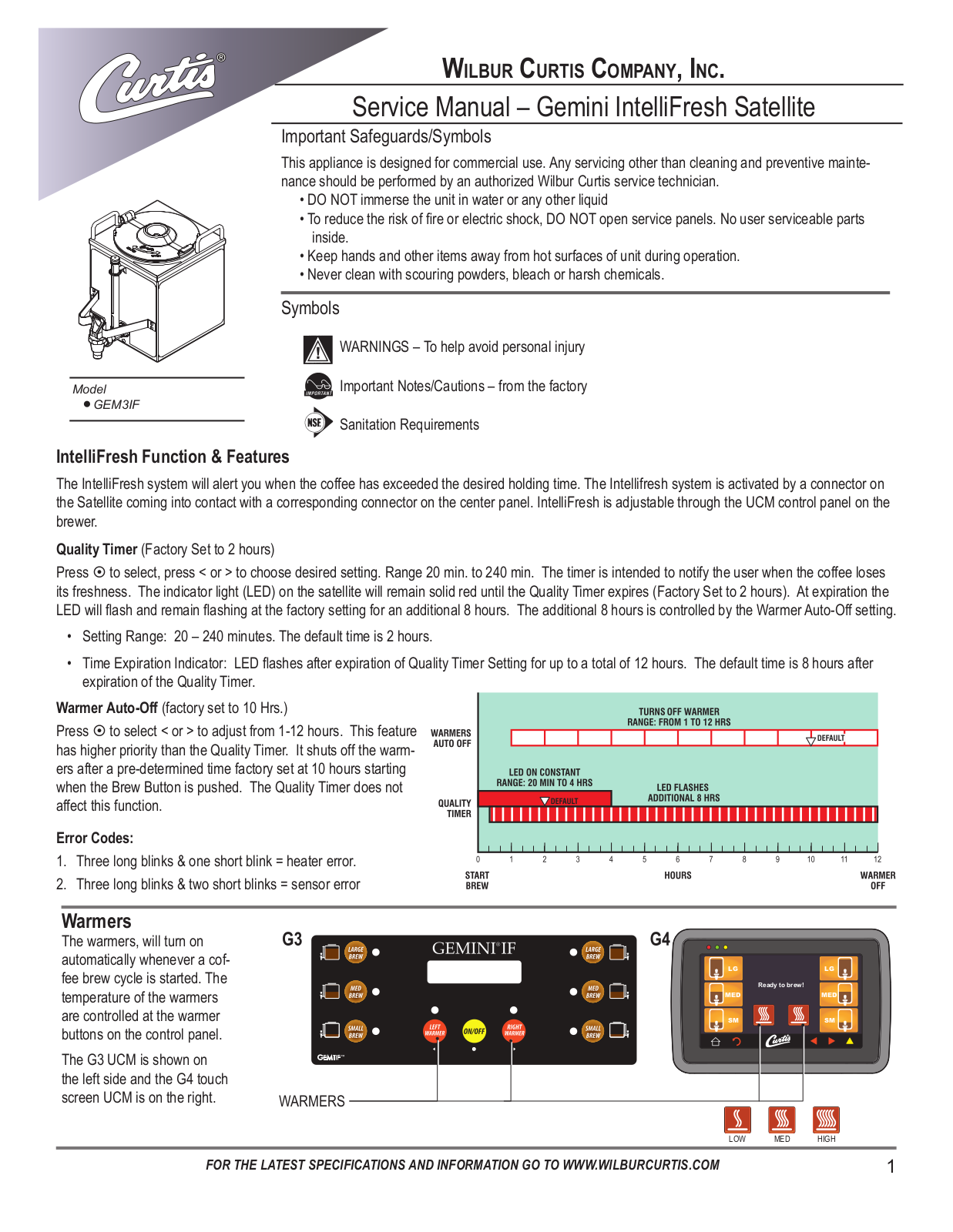 Wilbur Curtis GEM3IF User Manual