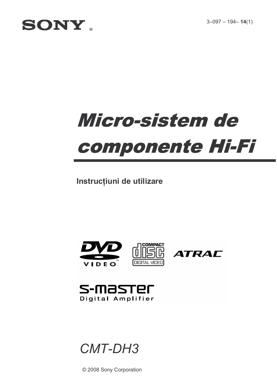 Sony CMT-DH3 User Manual