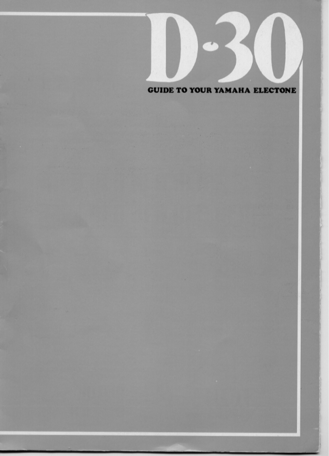 Yamaha D30, D30E User Manual
