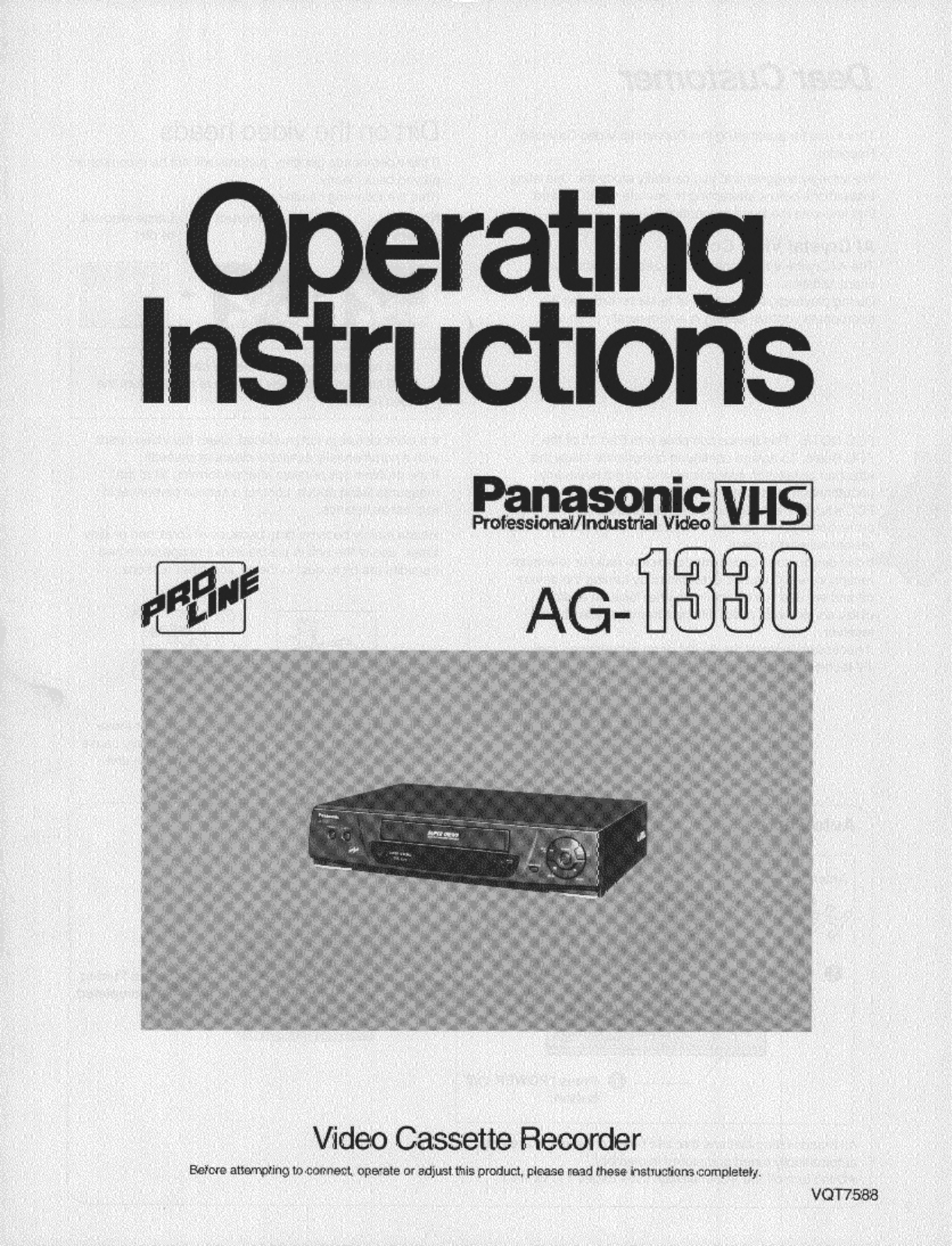 Panasonic ag1330 Operation Manual