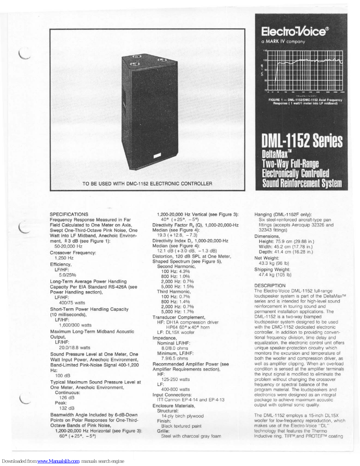 Electro-Voice DeltaMax DML-1152 Series Specifications