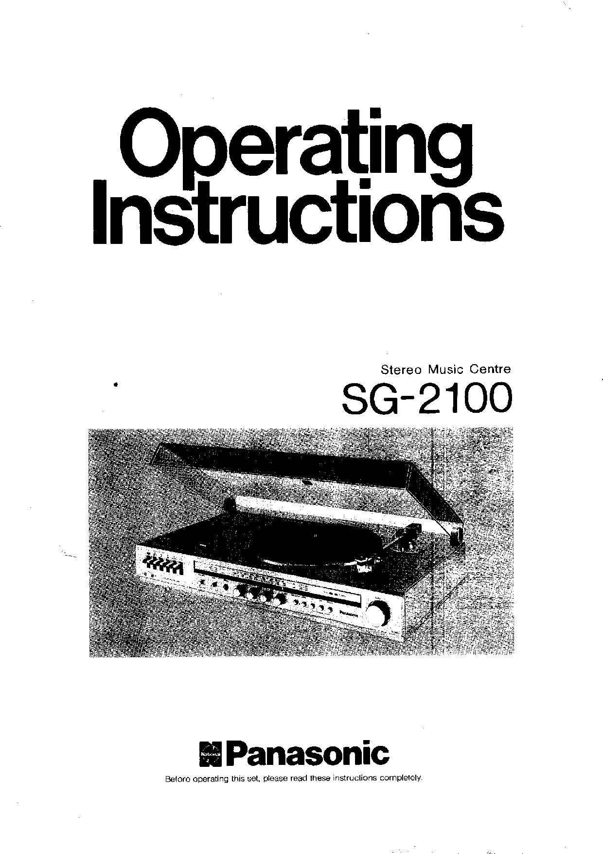 Panasonic SG-2100 User Manual