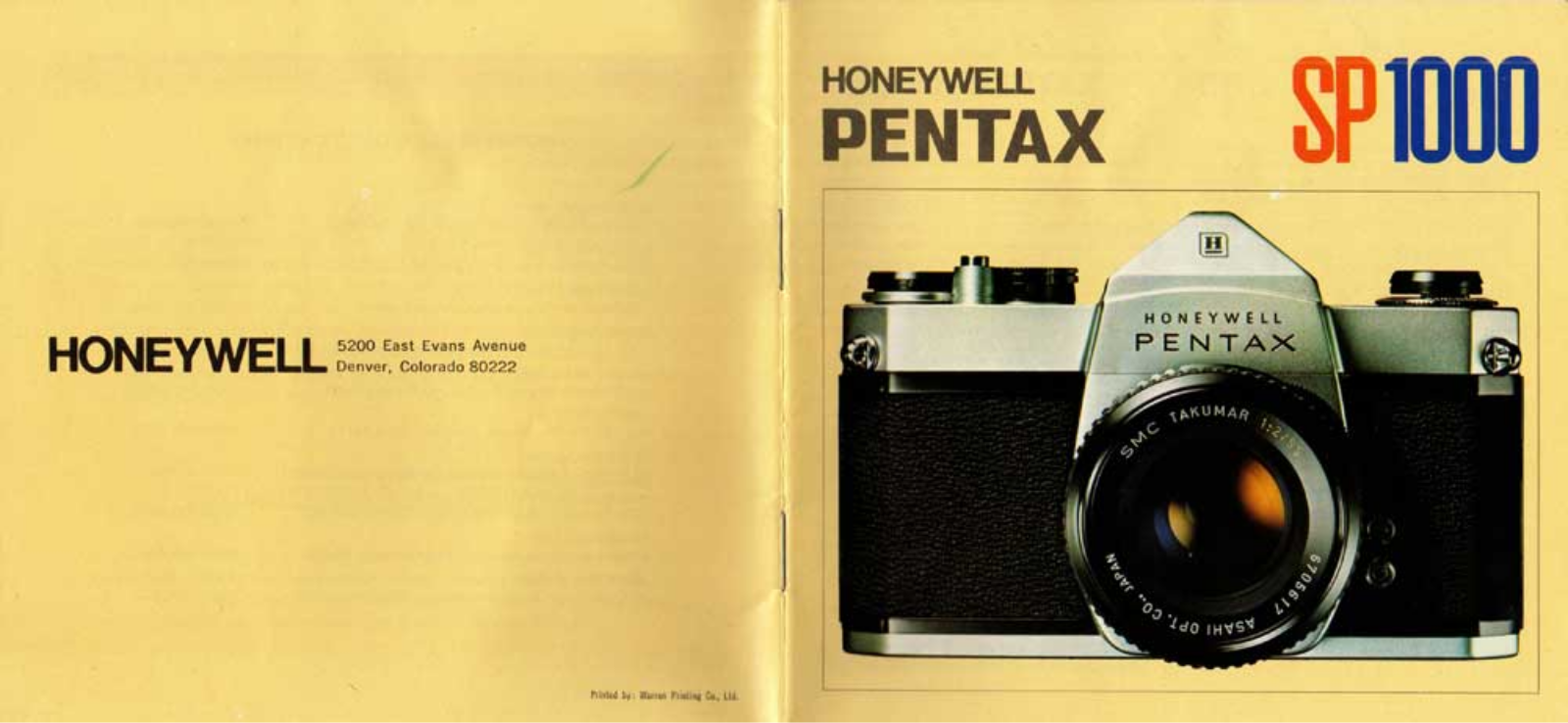 Pentax SP-1000 Instruction Manual