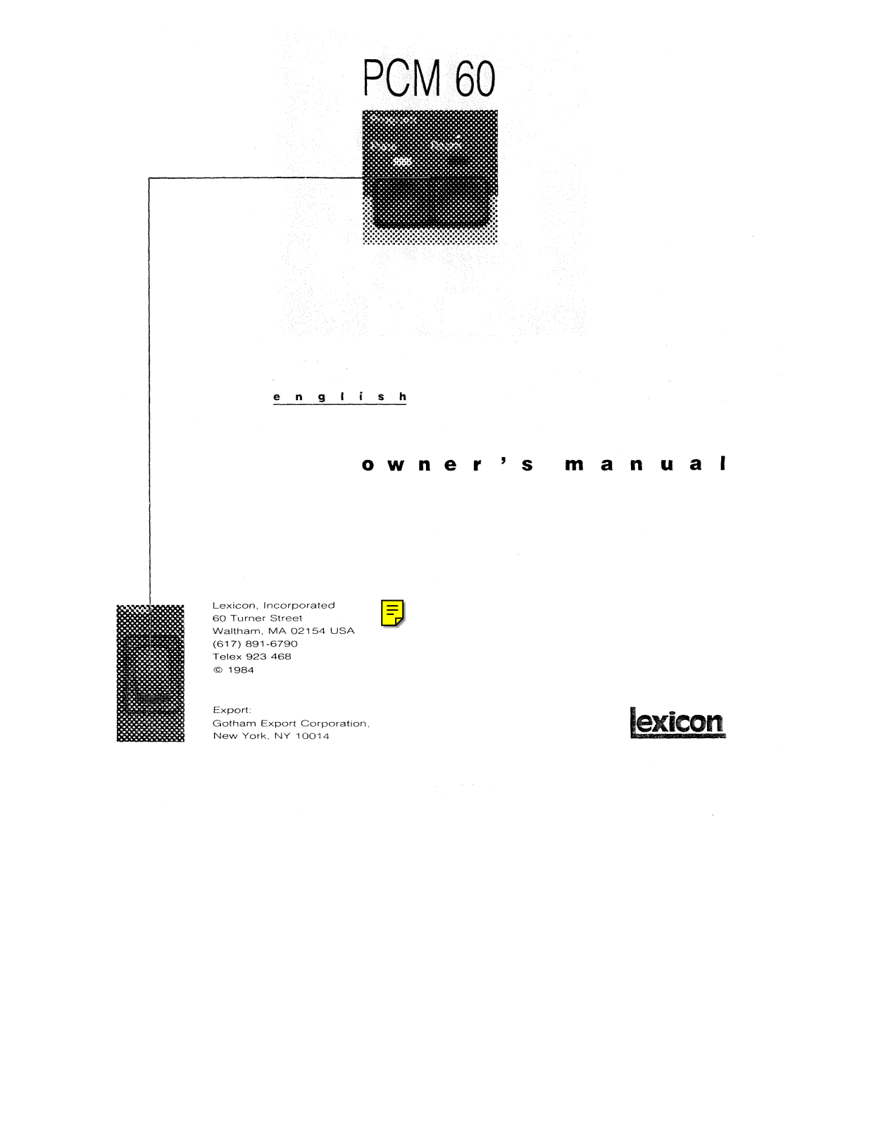 Lexicon PCM60 Owner's Manual