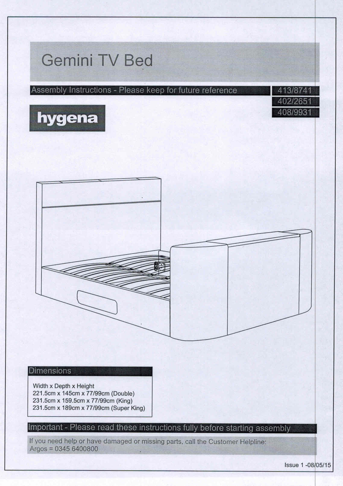 Hygena 4022651, 4089931, 4138741 Instruction manual