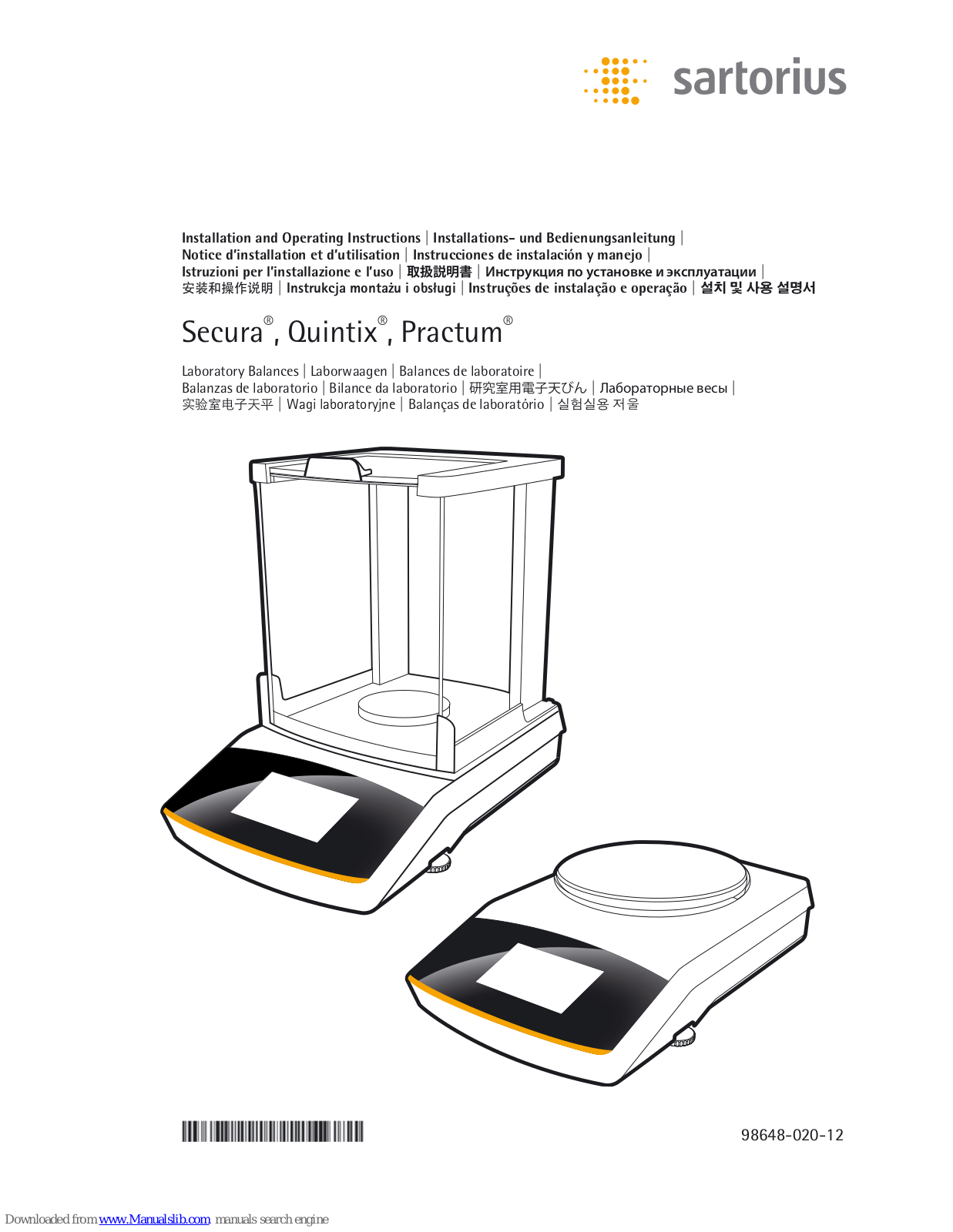 Sartorius secura,quintix,practum Installation And Operating Instructions Manual