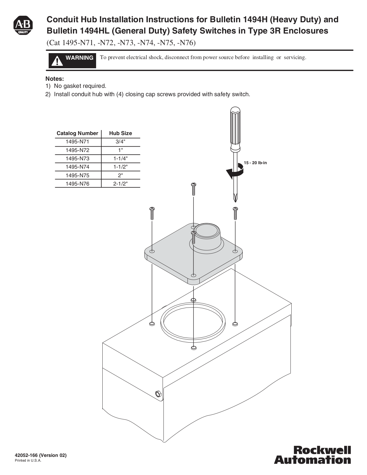 Rockwell Automation 1495-N71 User Manual