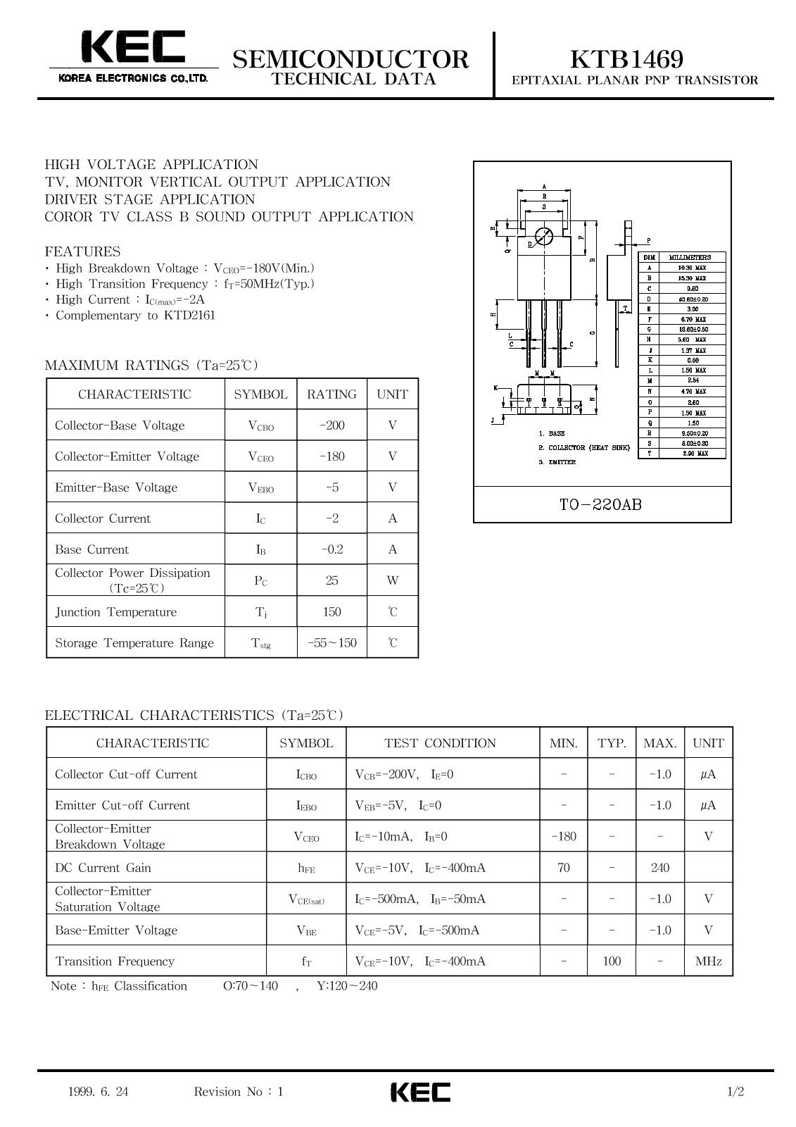 KEC KTB1469 Datasheet