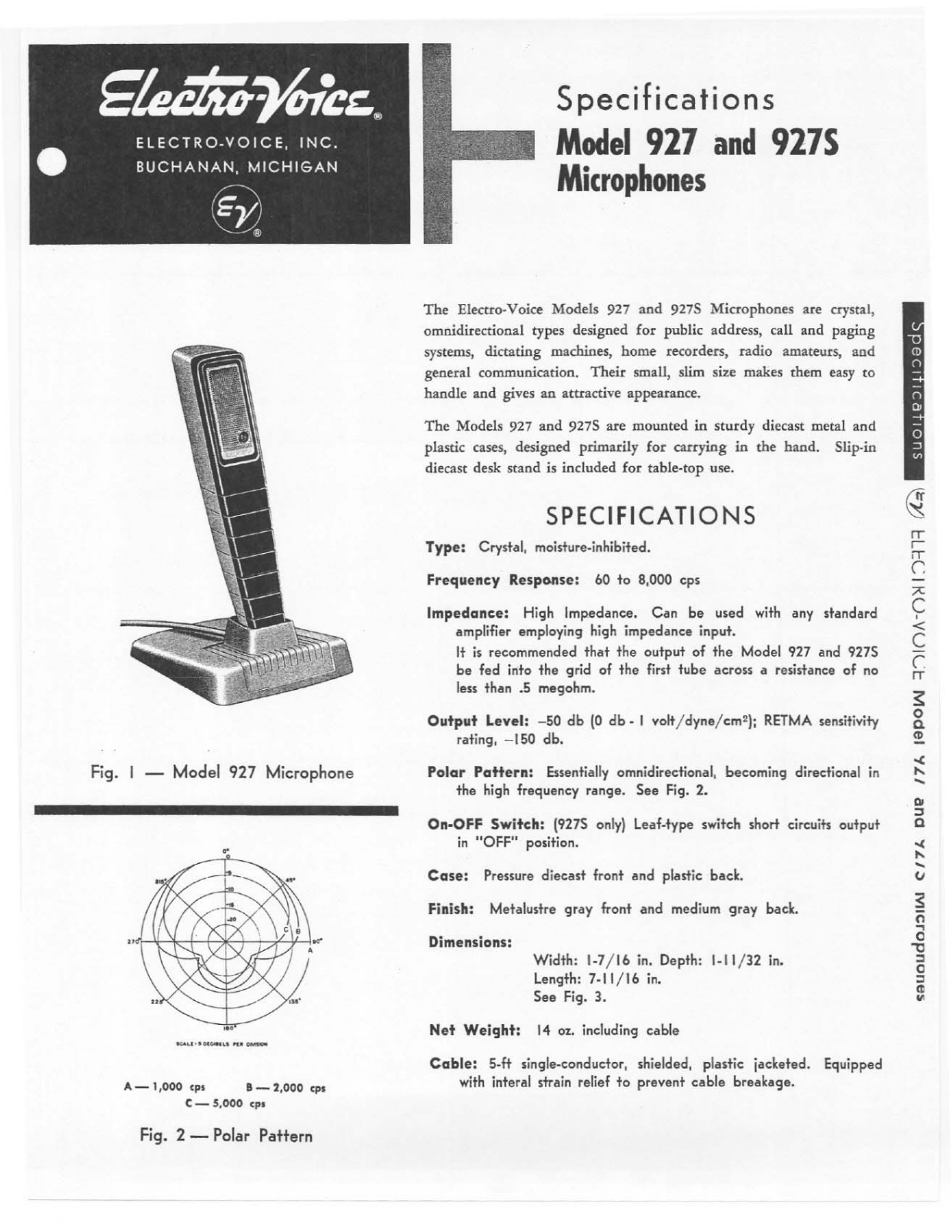 Electro-Voice 927, 927S User Manual