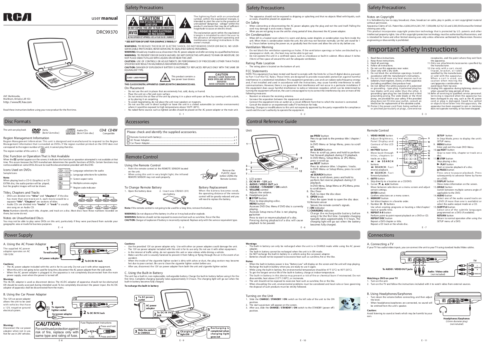 RCA DRC99370 User Manual