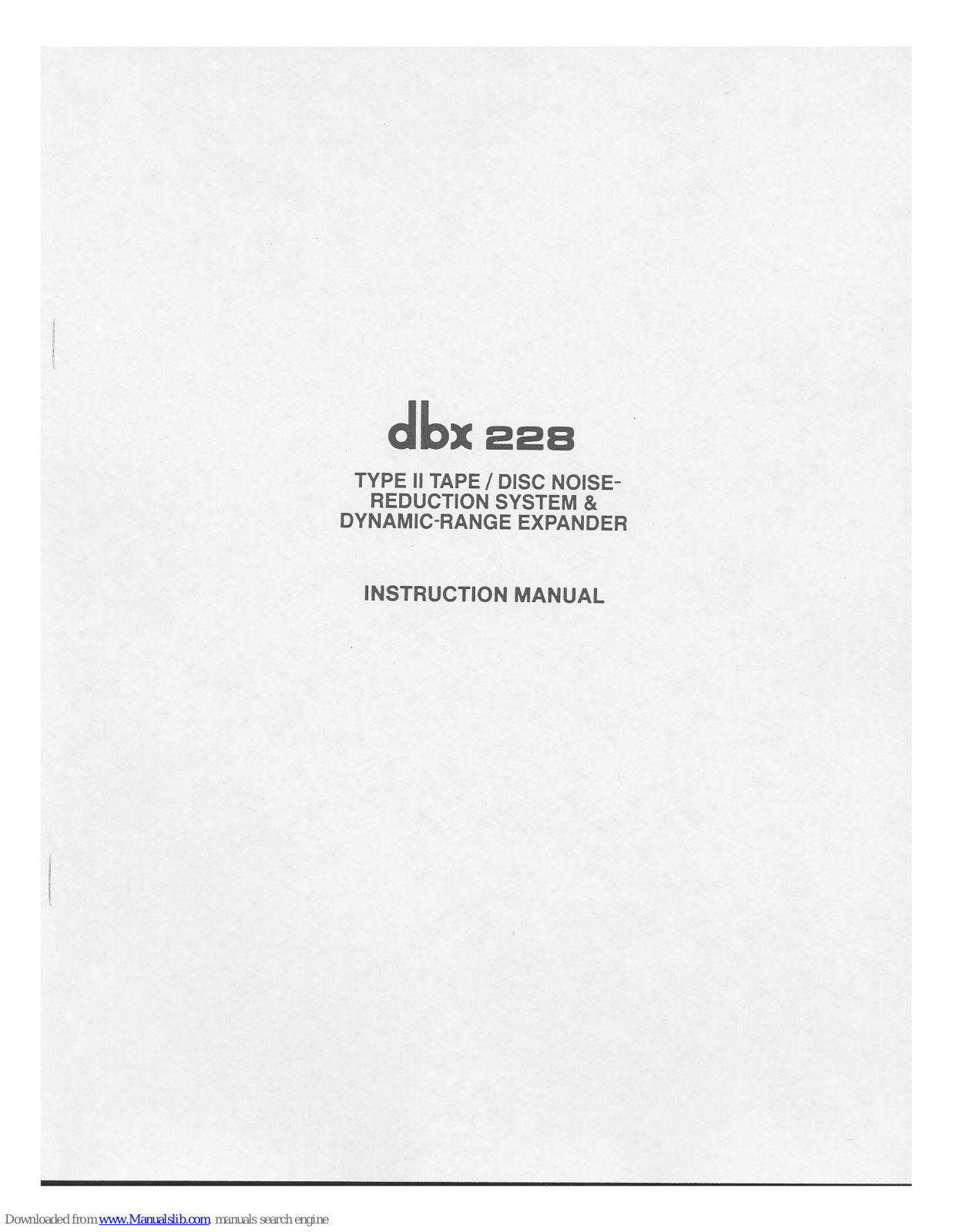 dbx 228 Instruction Manual