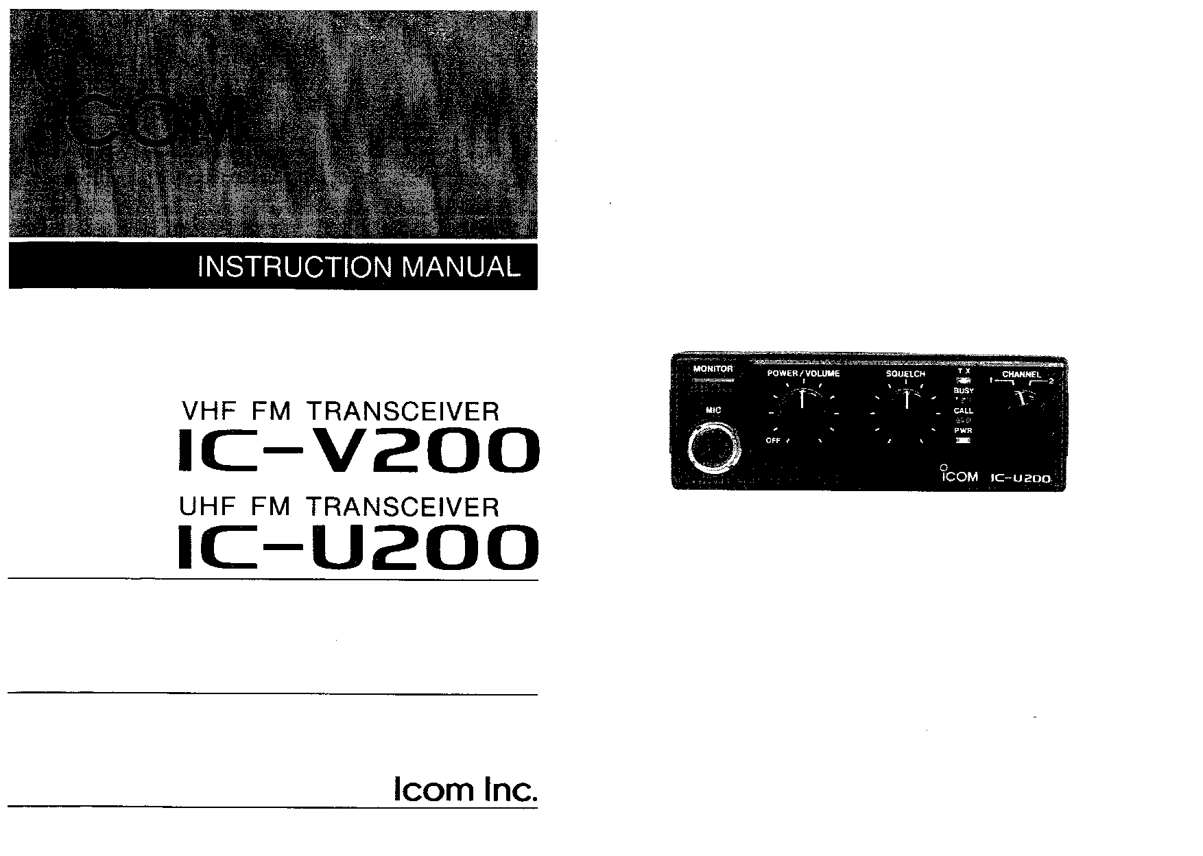 Icom IC-U200, IC-V200 User Manual