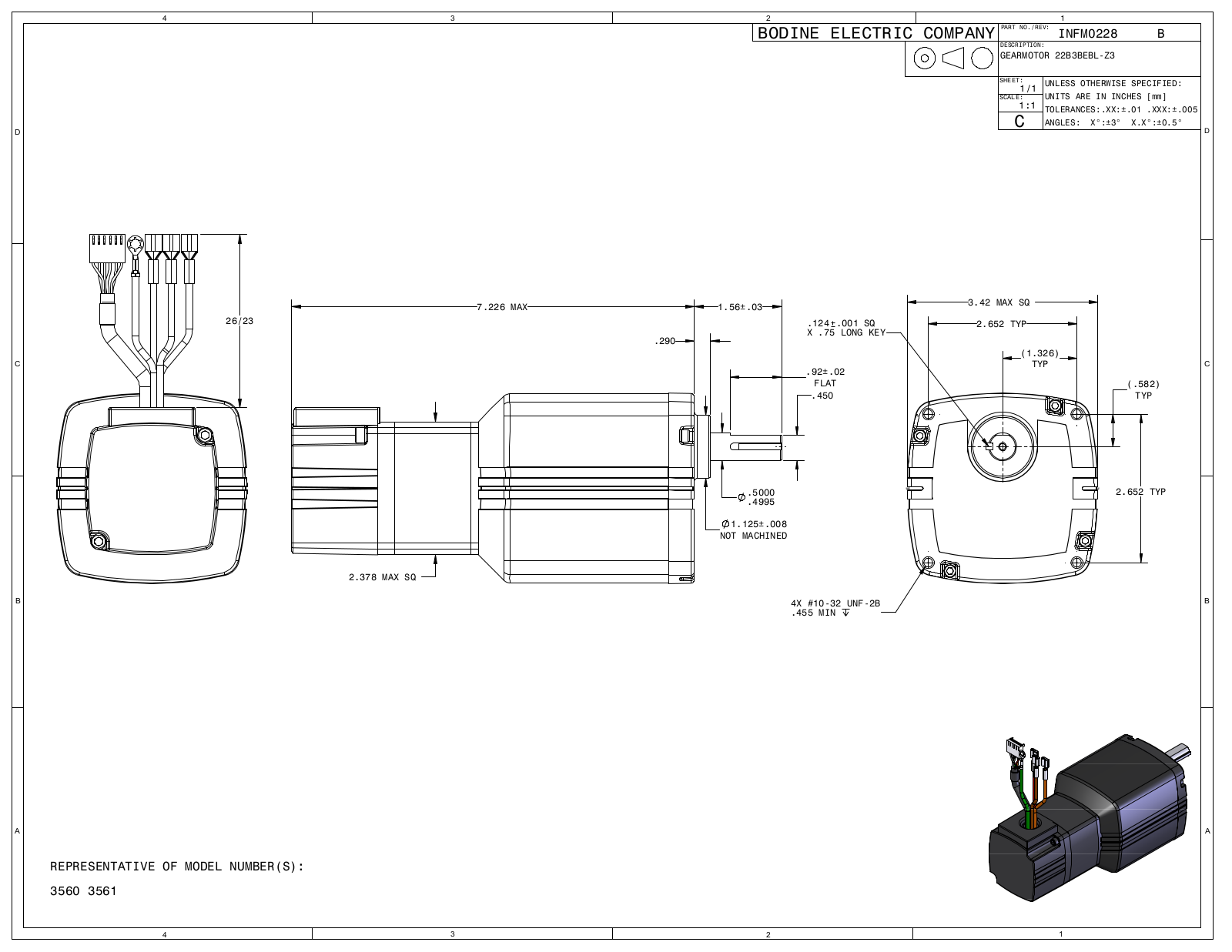 Bodine 3560, 3561 Reference Drawing