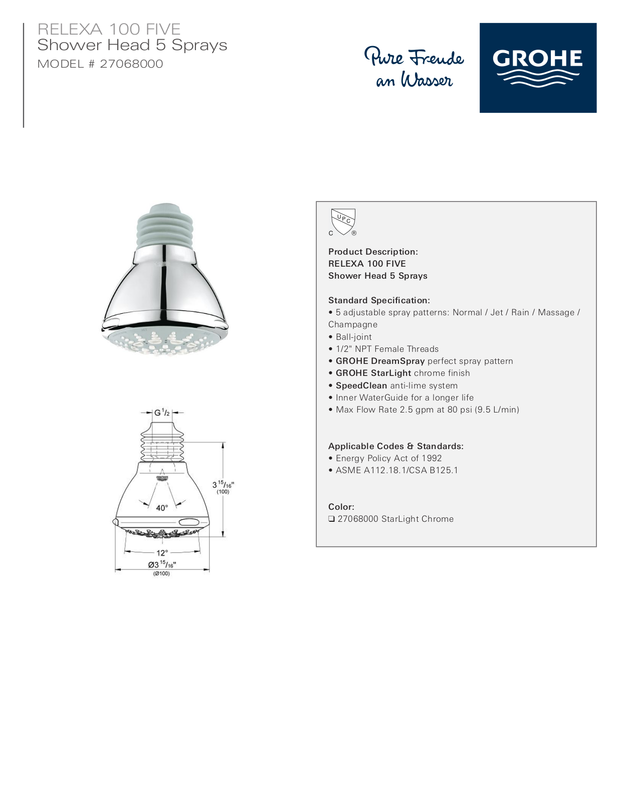GROHE GRH3274 Specifications - ManualMachine.com