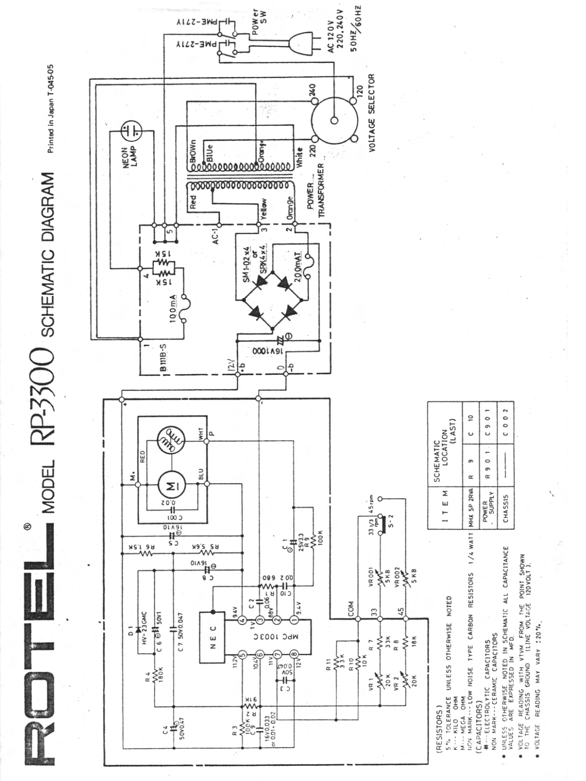 Rotel RP-3300 Schematic