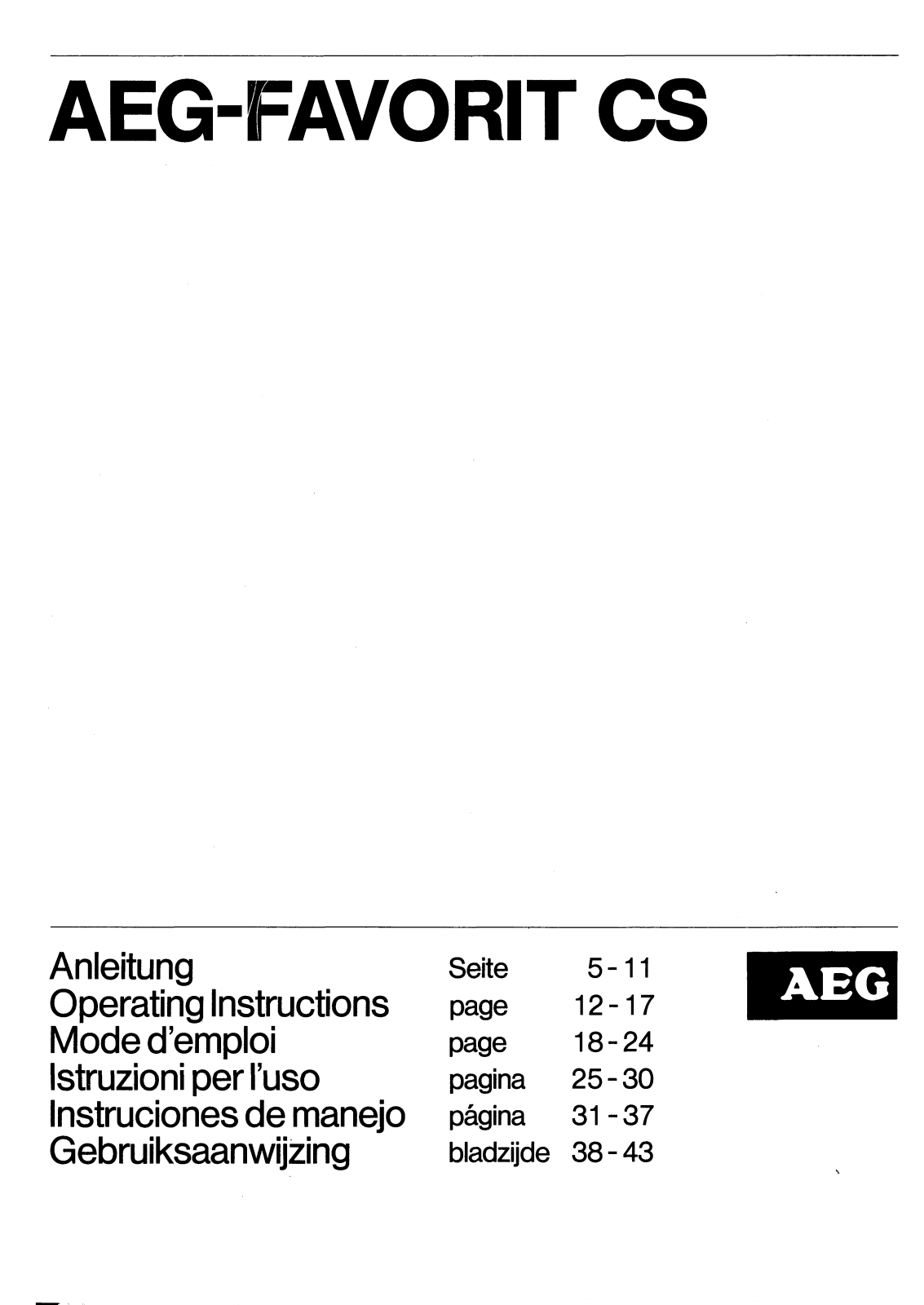 AEG Favorit CS Operating Instructions