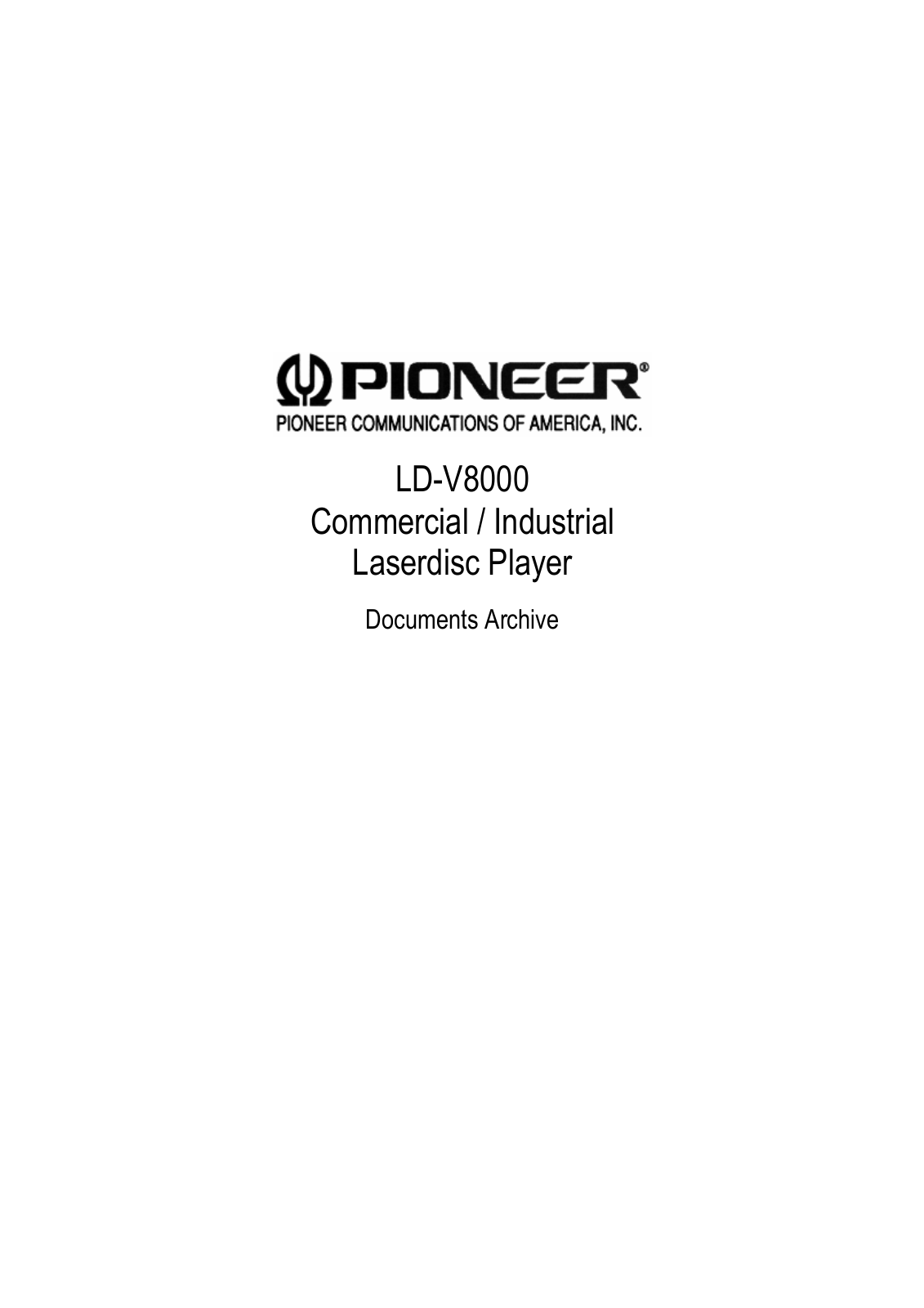 Pioneer LD-V8000 User Manual