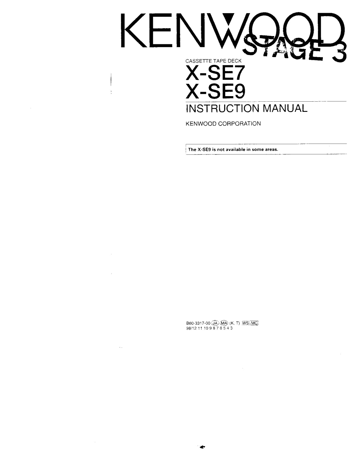 Kenwood X-SE9 Owner's Manual