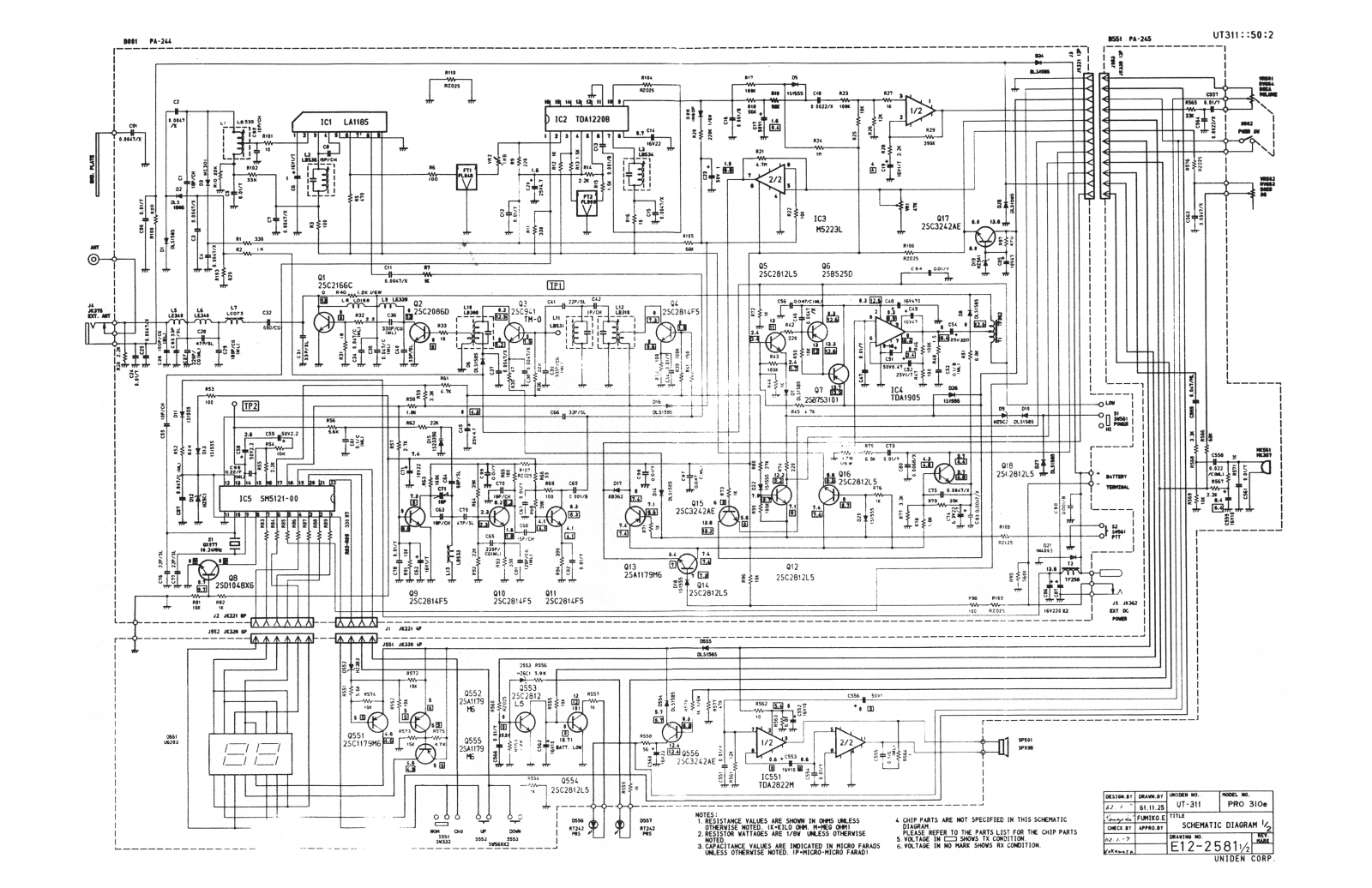 Uniden PRO310E Schematic