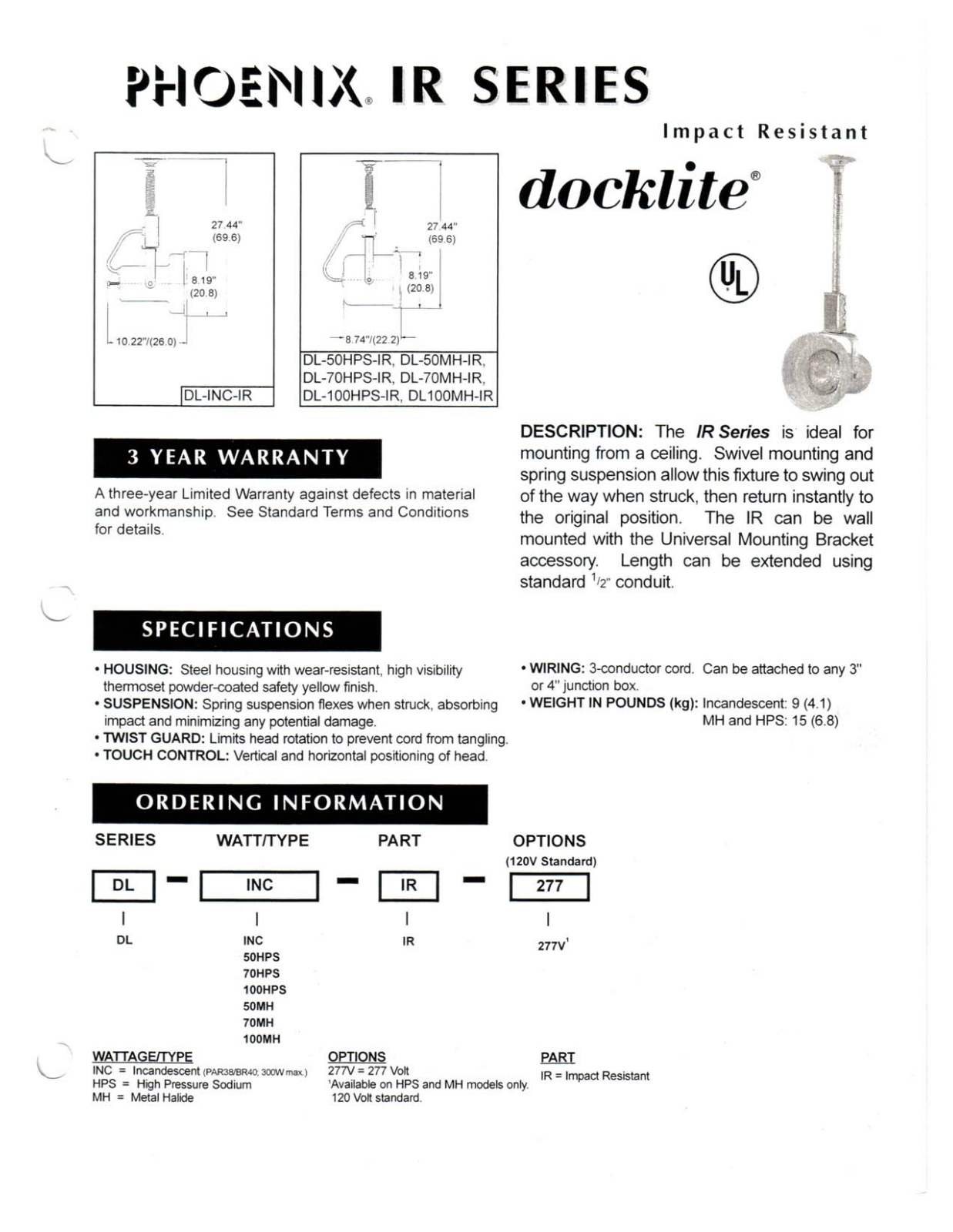 Curtron DL-INC-IR, DL-50HPS-IR, DL-50MH-IR, DL-70HPS-IR, DL-70MH-IR User Manual