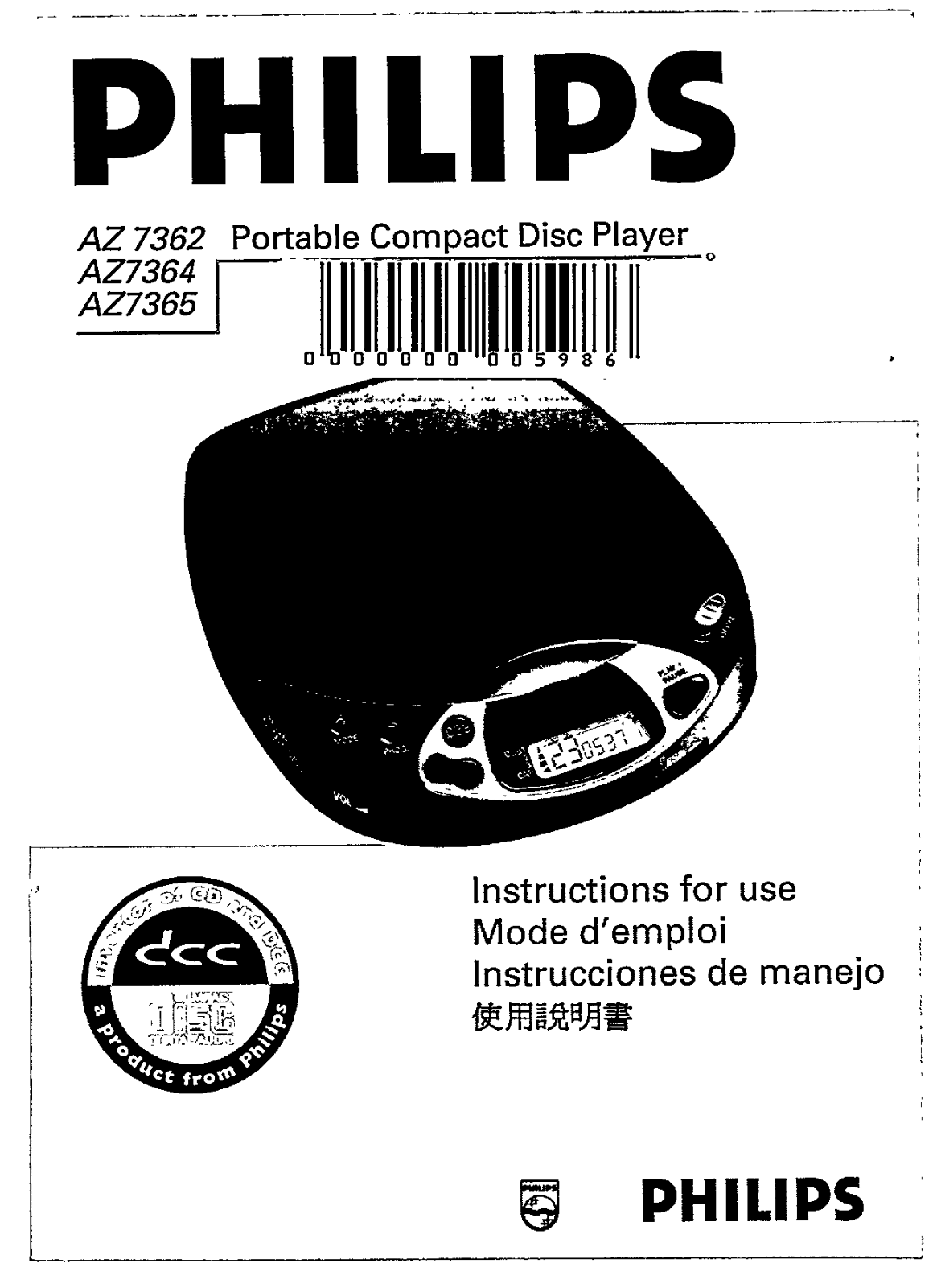 Philips AZ 7364, AZ 7362, AZ 7364-00 User Manual