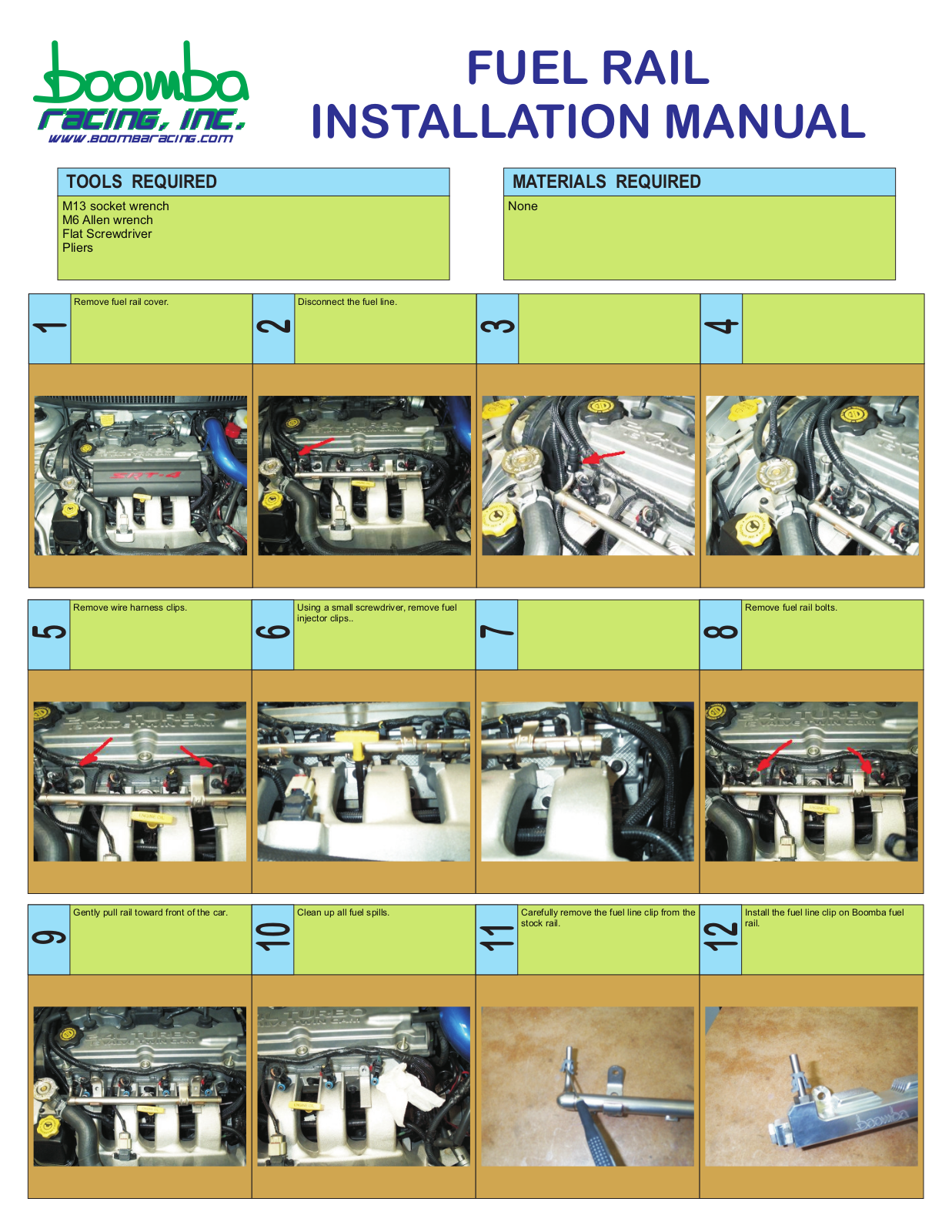 Boomba Racing Dodge Fuel Rail User Manual