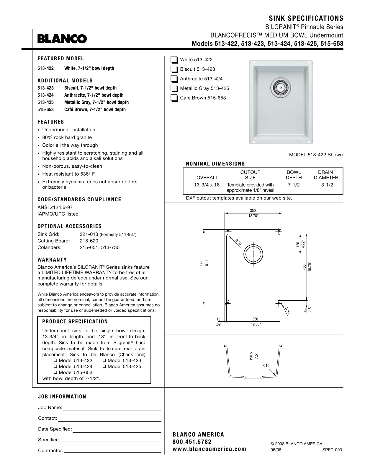 Blanco 513-422, 513-423, 515-653, 513-424 User Manual