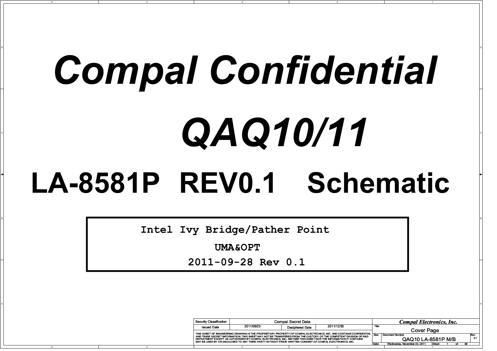 Compal LA-8581P QAQ10, G585, LA-8581P QAQ11 Schematic