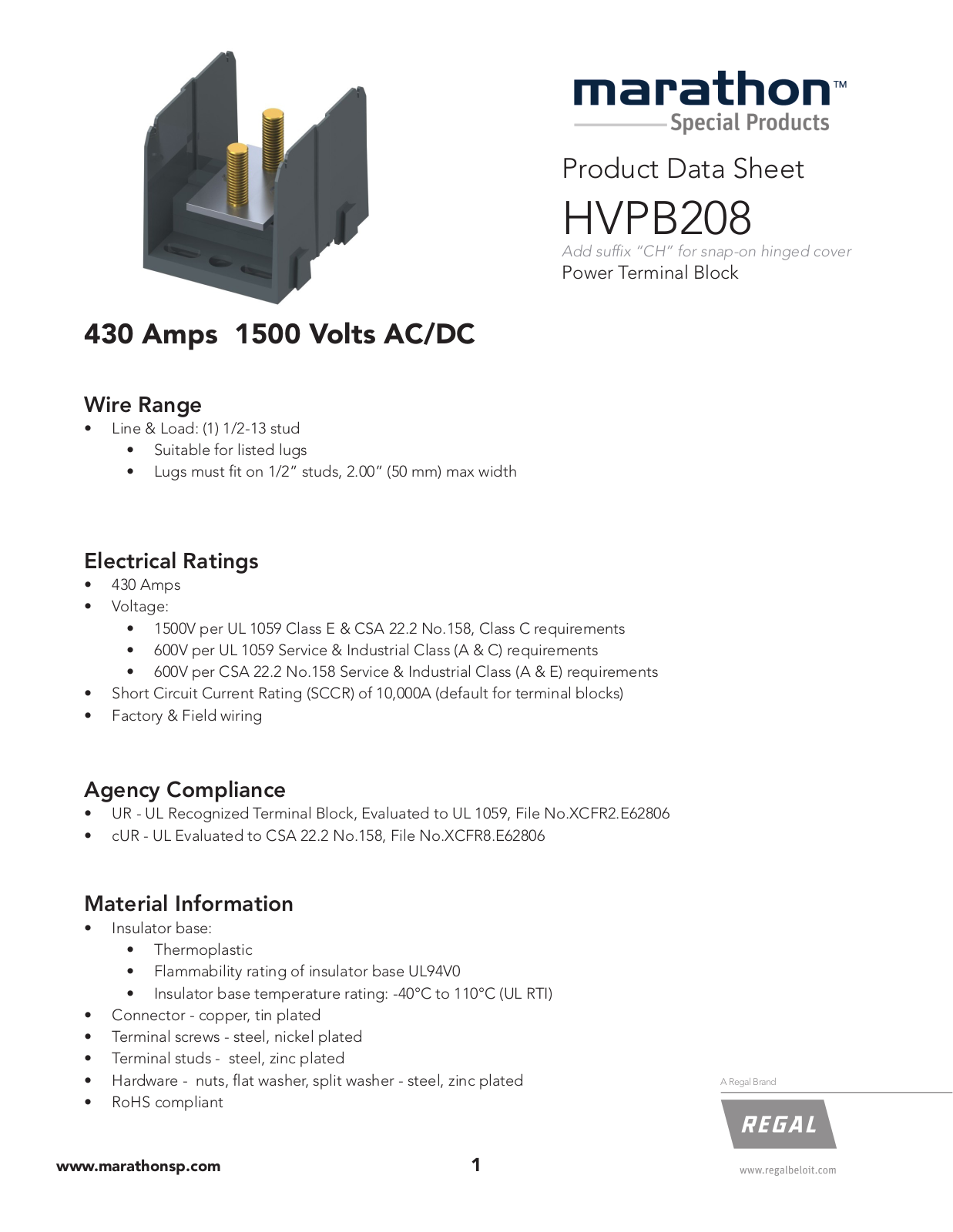 Marathon Special Products HVPB208 Data Sheet