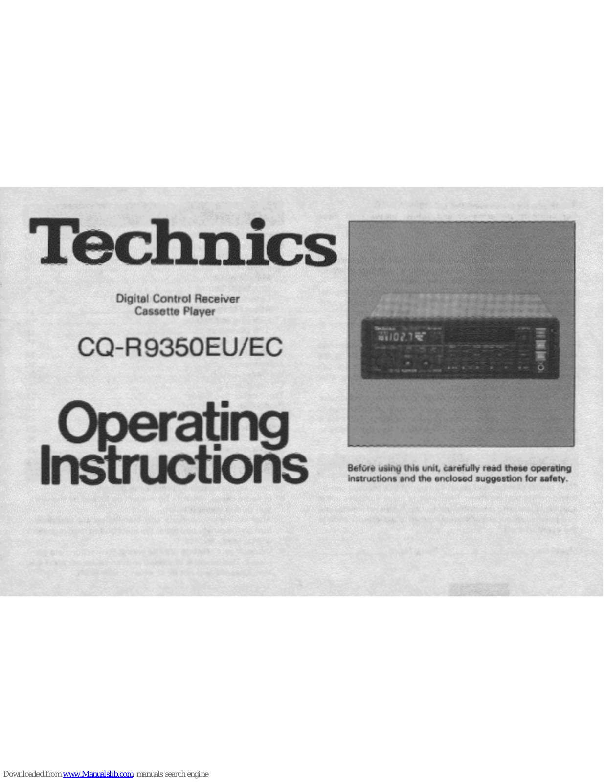 Technics CQ-R9350EC, CQ-R9350EU Operating Instructions Manual