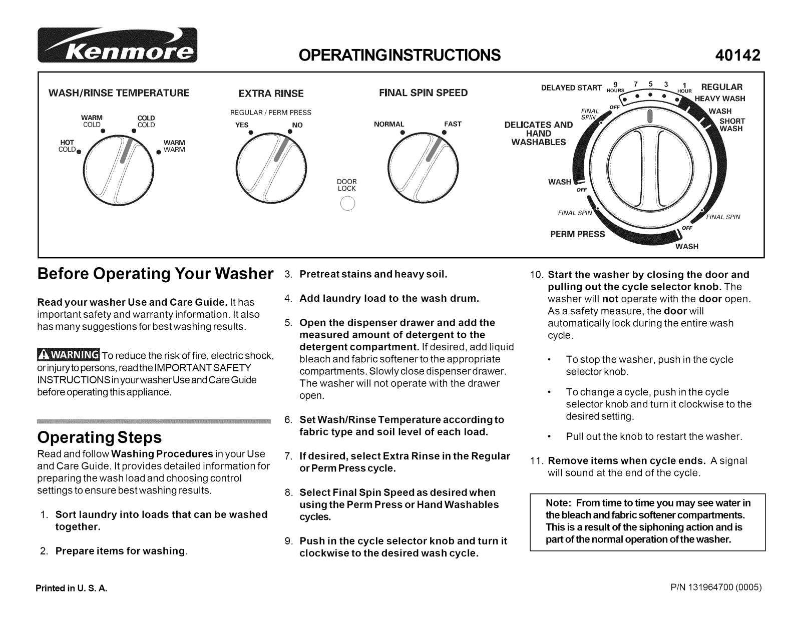 Kenmore 41740142000 Owner’s Manual