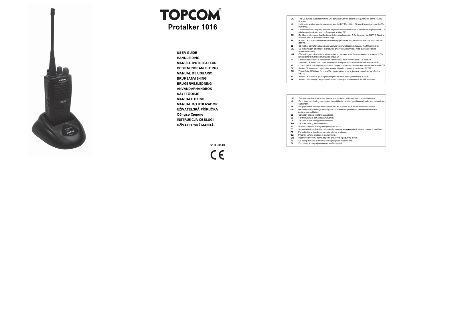 Topcom Protalker 1016 User guide